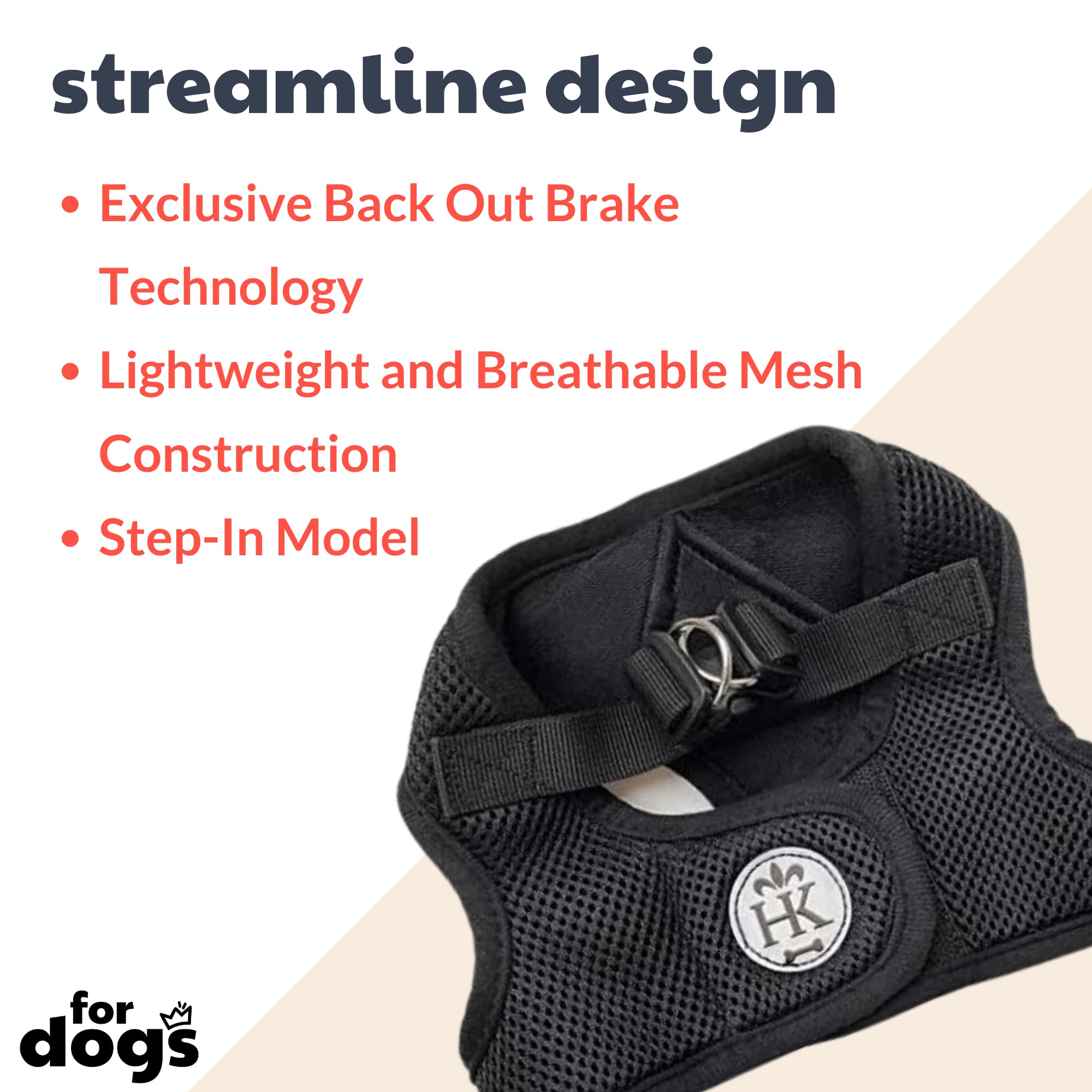 Huxley & Kent Hudson Walking & Training Harness - Black (Large, 22-35Lbs) - Easy Control Step-In Mesh Vest Harness With Reflecti