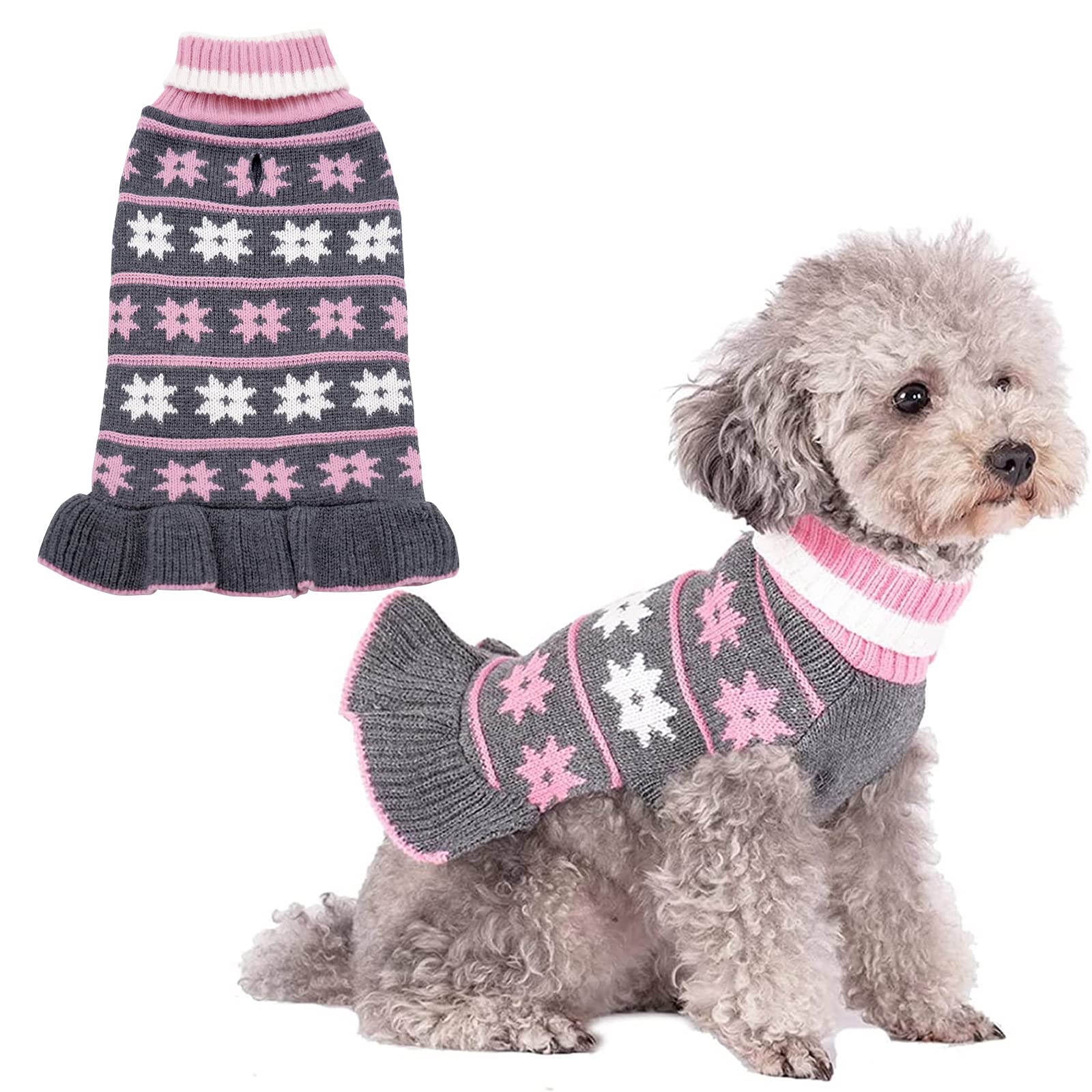 Kyeese Dog Sweater Dress For Large Dogs Turtleneck Dog Sweaters Knit Pullover Warm For Winter