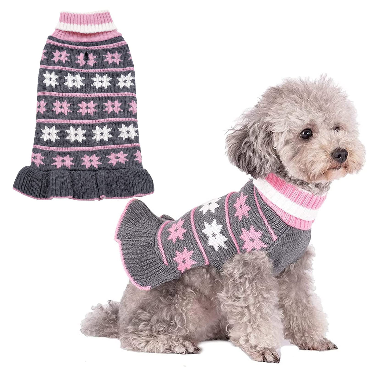 Kyeese Dog Sweater Dress Turtleneck Dog Sweaters For Large Dogs Knit Pullover Warm For Winter