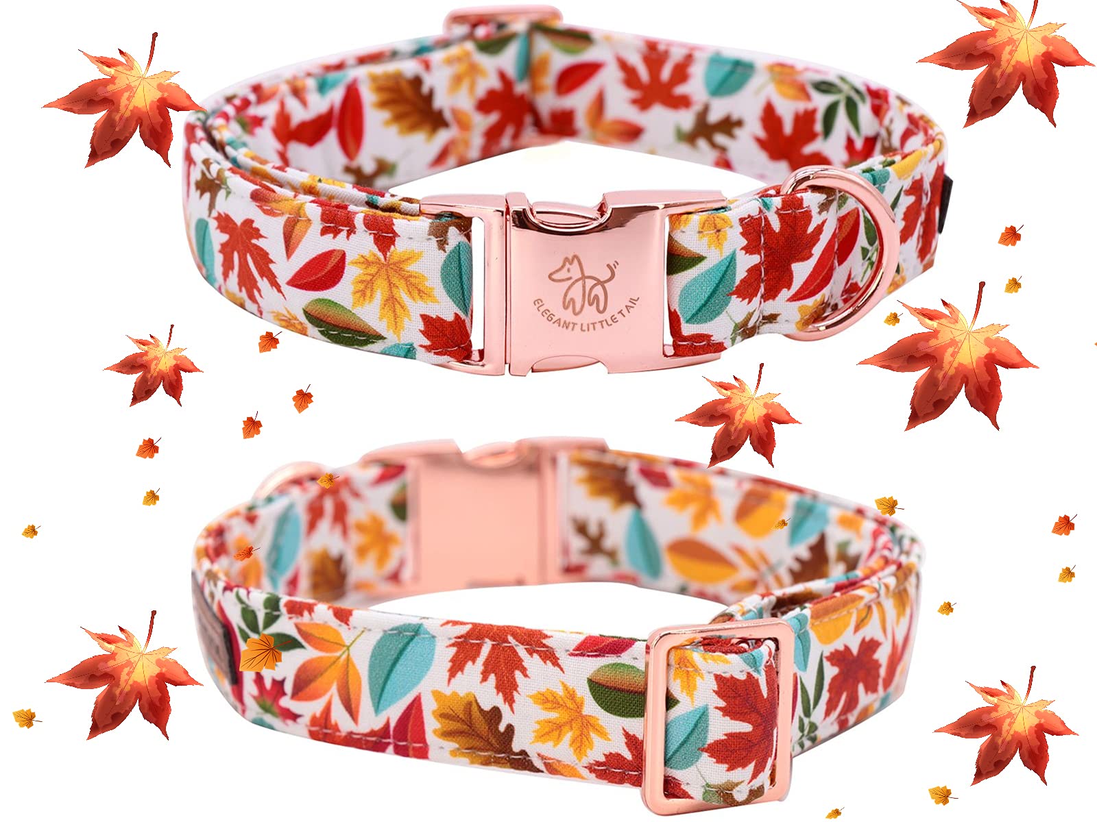 Elegant Little Tail Flower Dog Collar For Female Or Male Dogs, Fall Pet Collar Adjustable Dog Collars Gift For X-Small Dogs And Cats