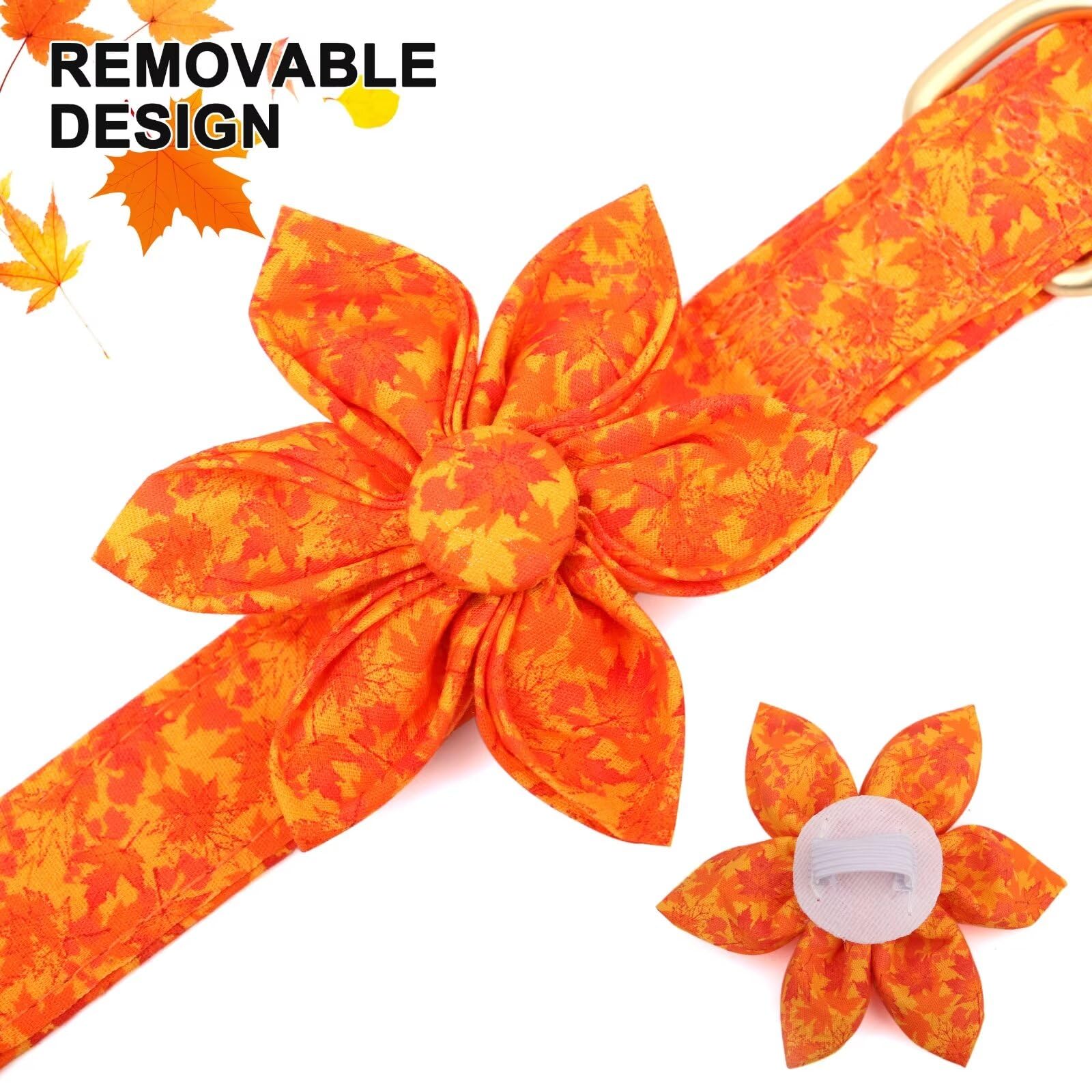 Beirui Cute Girl Dog Collars for Female Dogs, Fall Dog Collar with Flower, Soft Floral Pet Collars for Small Medium Large Dogs(M