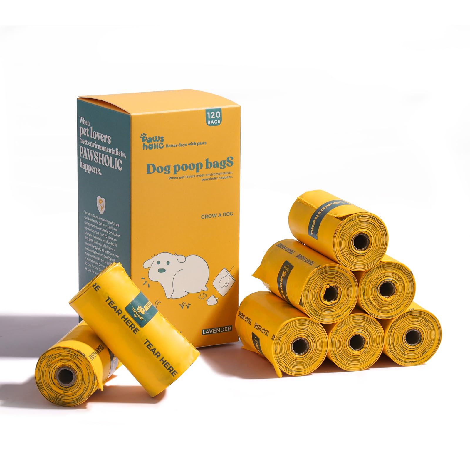 Dog Poop Bags Rolls Biodegradable Thickened Leak Proof Dog Waste Bags -120 Count 8 Rolls - Doggie Poop Bag For Small And Big Dog