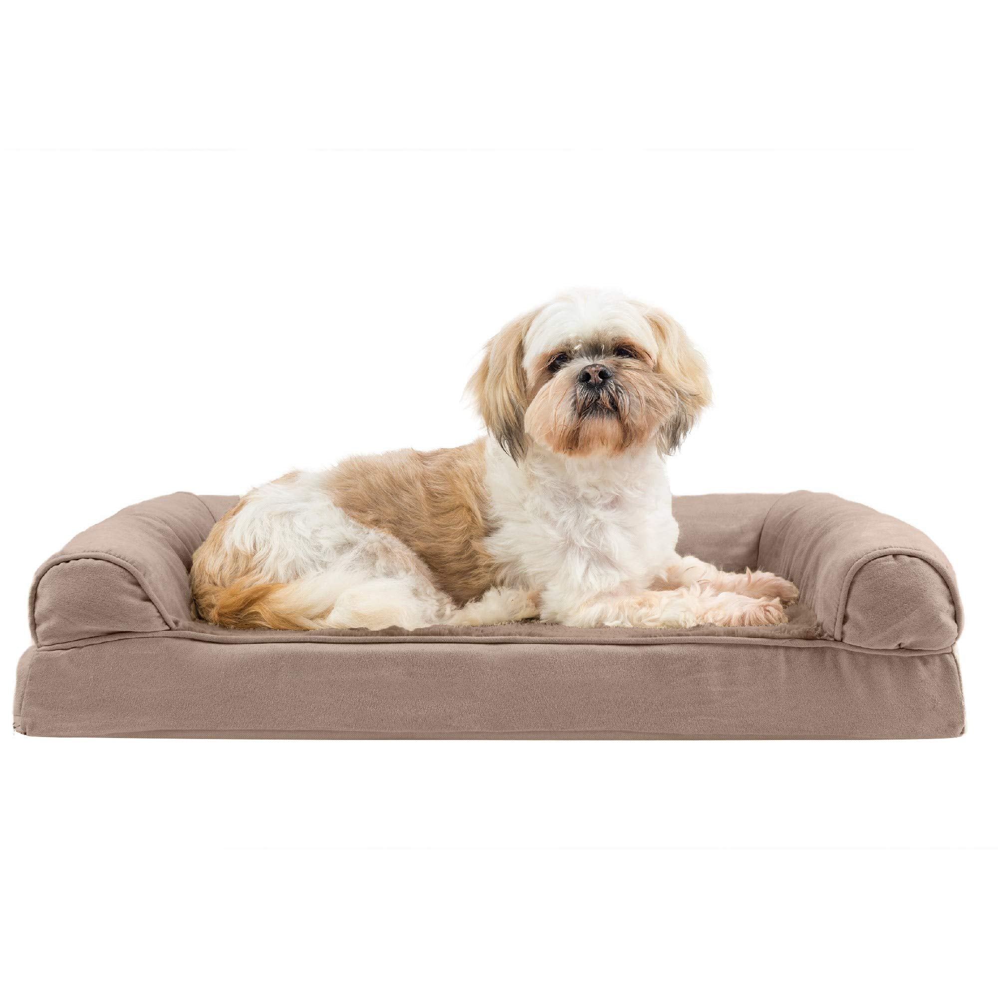 Furhaven Orthopedic Dog Bed For Medium/Small Dogs W/ Removable Bolsters & Washable Cover, For Dogs Up To 35 Lbs - Plush & Suede 