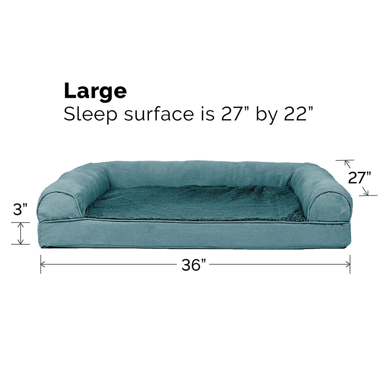Furhaven Cooling Gel Dog Bed for Large/Medium Dogs w/ Removable Bolsters & Washable Cover, For Dogs Up to 55 lbs - Plush & Suede