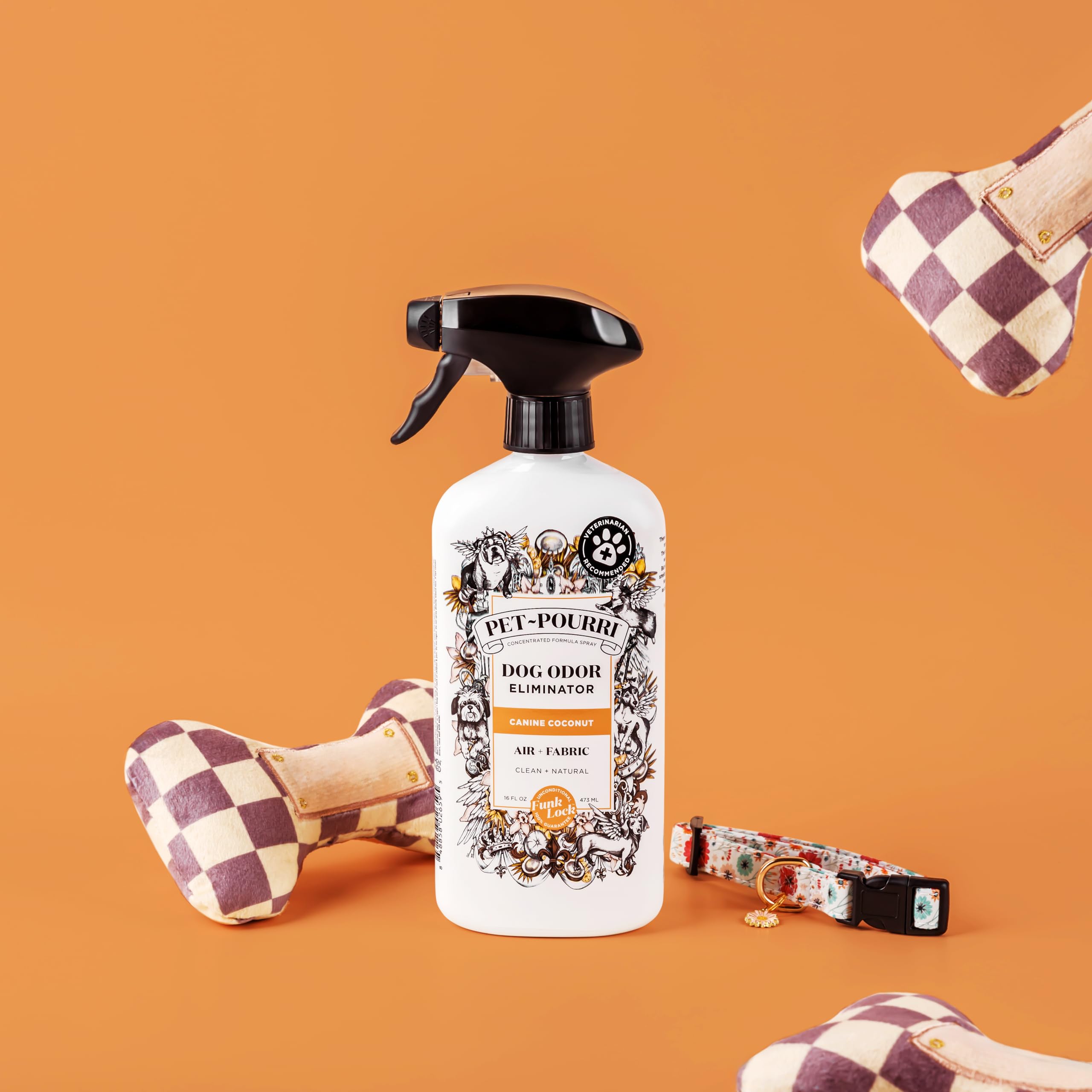 Pet-Pourri Pet Odor Air + Fabric Odor Eliminator Spray, Canine Coconut, 16 Fl Oz