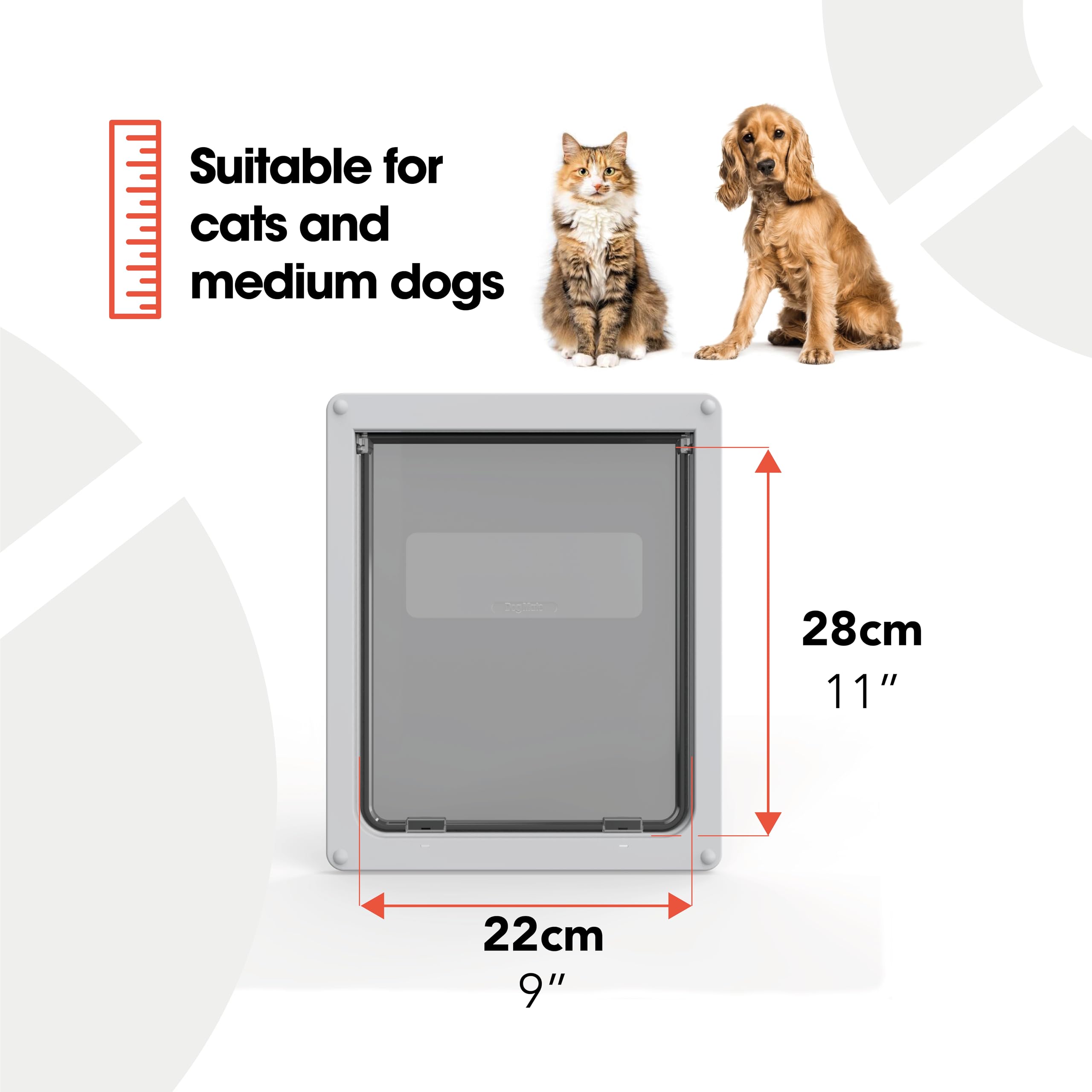 Dog Mate Medium Dog Door, Easy Fitting, Fast Installation, Convenient, Tamper Proof, Weatherproof, Draught Excluder, Silent, Extremely Durable - White