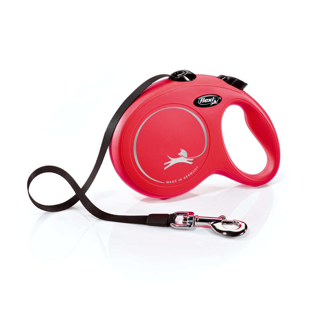 Flexi New Classic Tape Retractable Dog Leash For Large Dogs Upto 110 Lbs. – 16 Ft., Red | Tangle Free Pet Walking Leash With One-Handed Brake, Pause, Lock|German Quality Product