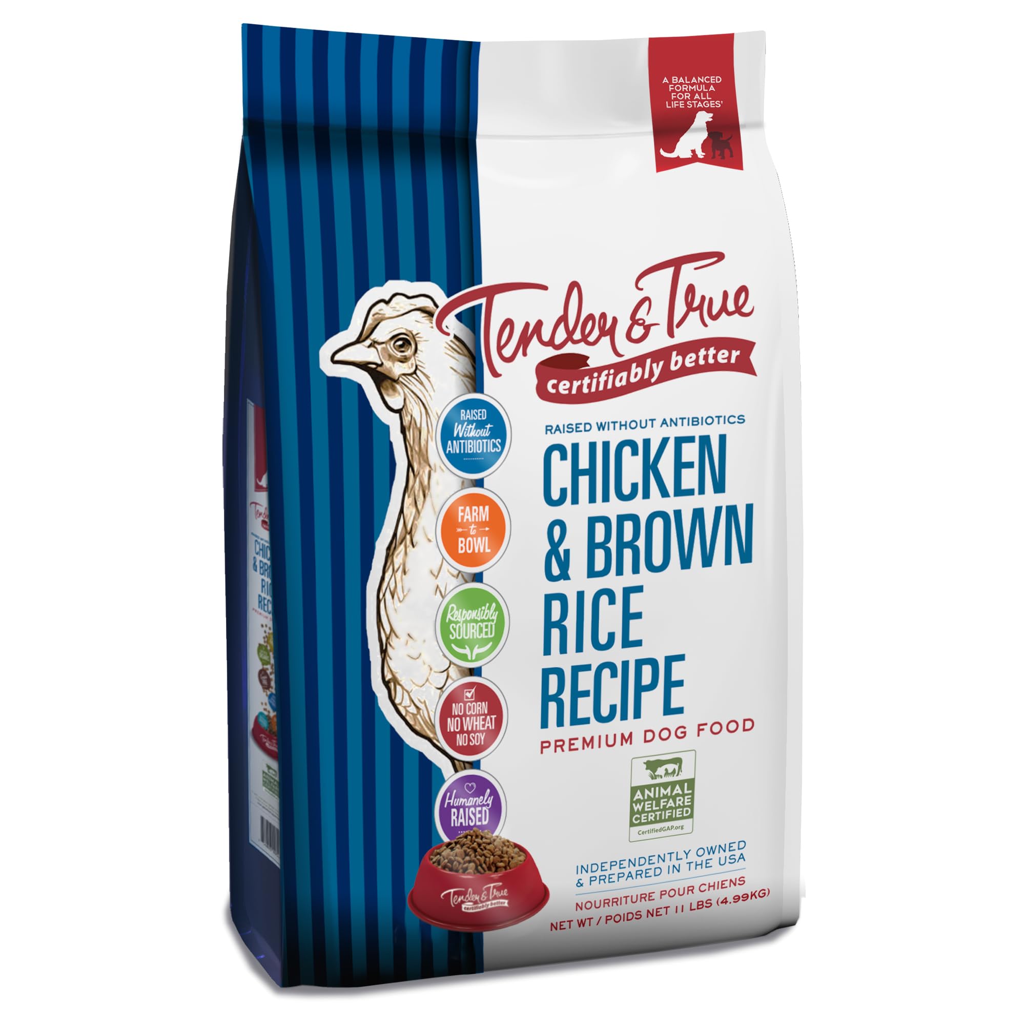 Tender & True Antibiotic-Free Chicken & Brown Rice Recipe Dog Food, 11 lb