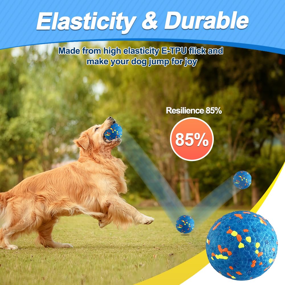 Mankoda Dog Balls, 8Pcs Tennis Ball Toys For Aggressive Chewers, Durable Teething Chew Dog Toys, Diameter 3'' Water Toy Fetch Ba