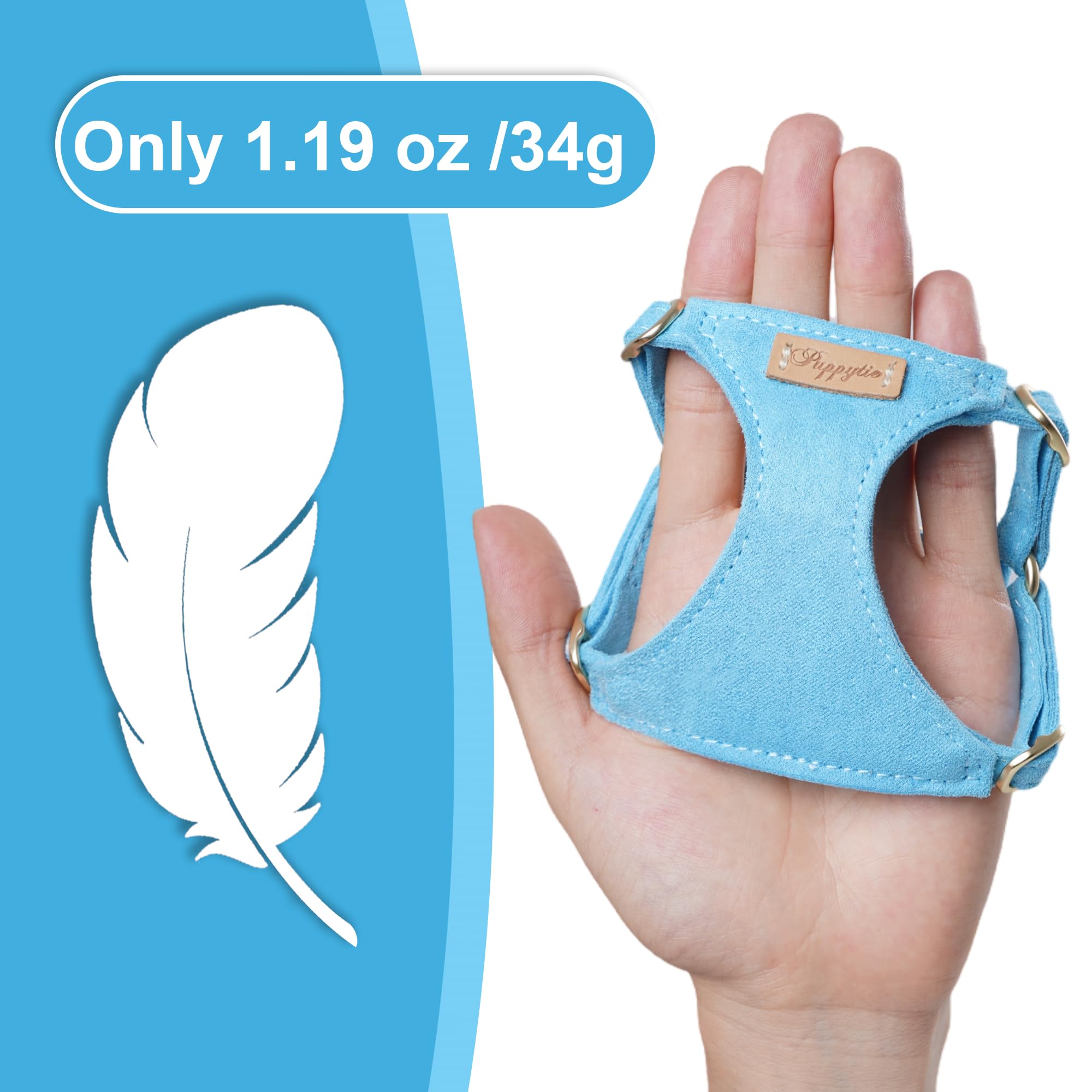 Puppytie No Pull Xs Dog Harness With Multifunction Dog Leash,Soft Adjustable No Choke Escape Proof Pet Harness Vest,Ocean Blue,X