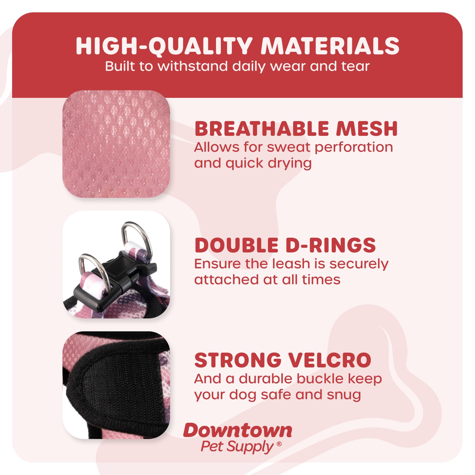 Downtown Pet Supply Step In Dog Harness For Small Dogs No Pull, Small, Camo Pink - Adjustable Harness With Padded Mesh Fabric An