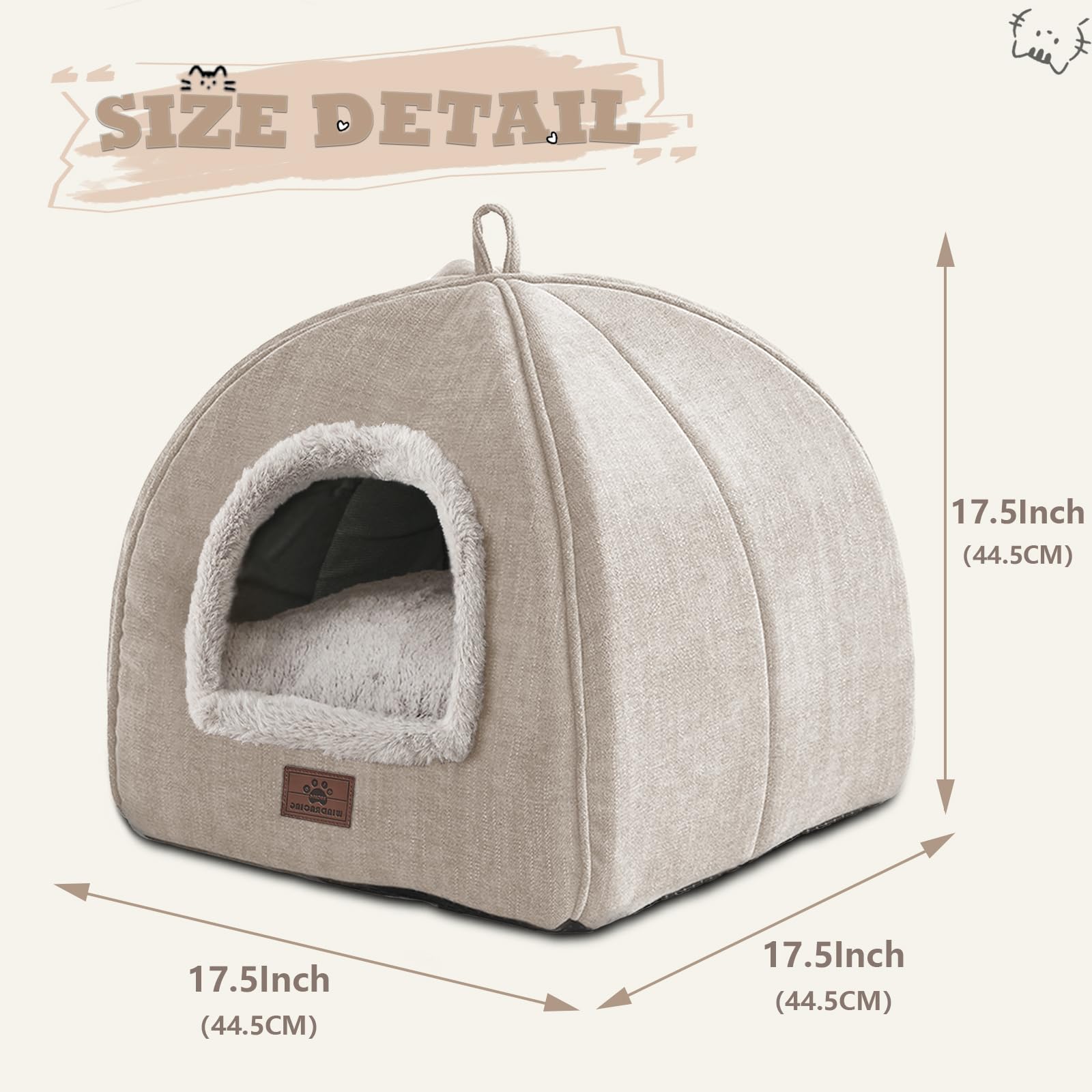 Cat Beds For Indoor Cats - Cat House Cats Tent With Removable Washable Cushioned Pillow, Soft And Self Kitten Beds,Pet Bed(Large