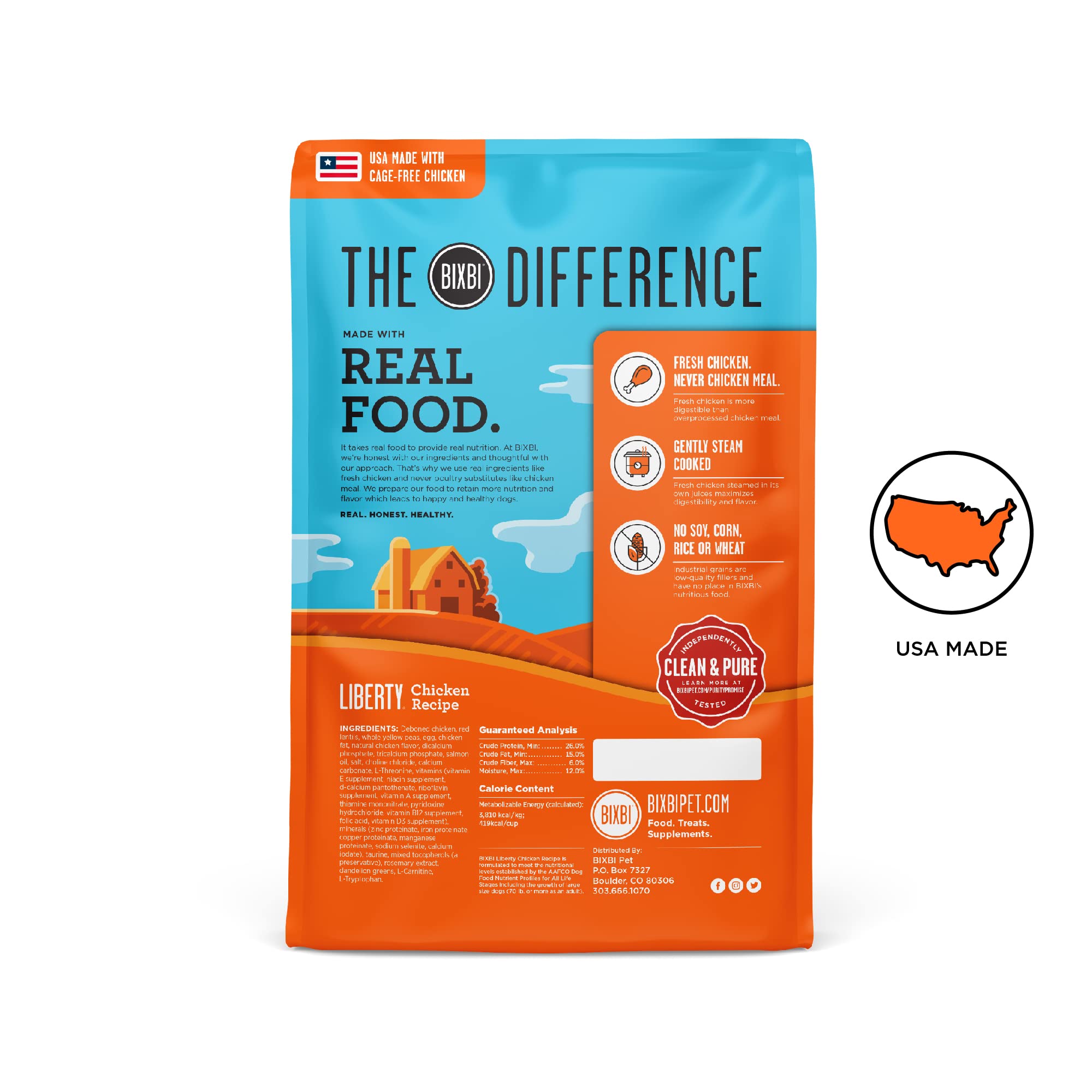BIXBI Liberty Grain Free Dry Dog Food, Chicken Recipe, 22 lbs - Fresh Meat, No Meat Meal, No Fillers for Easy Digestion - USA Ma