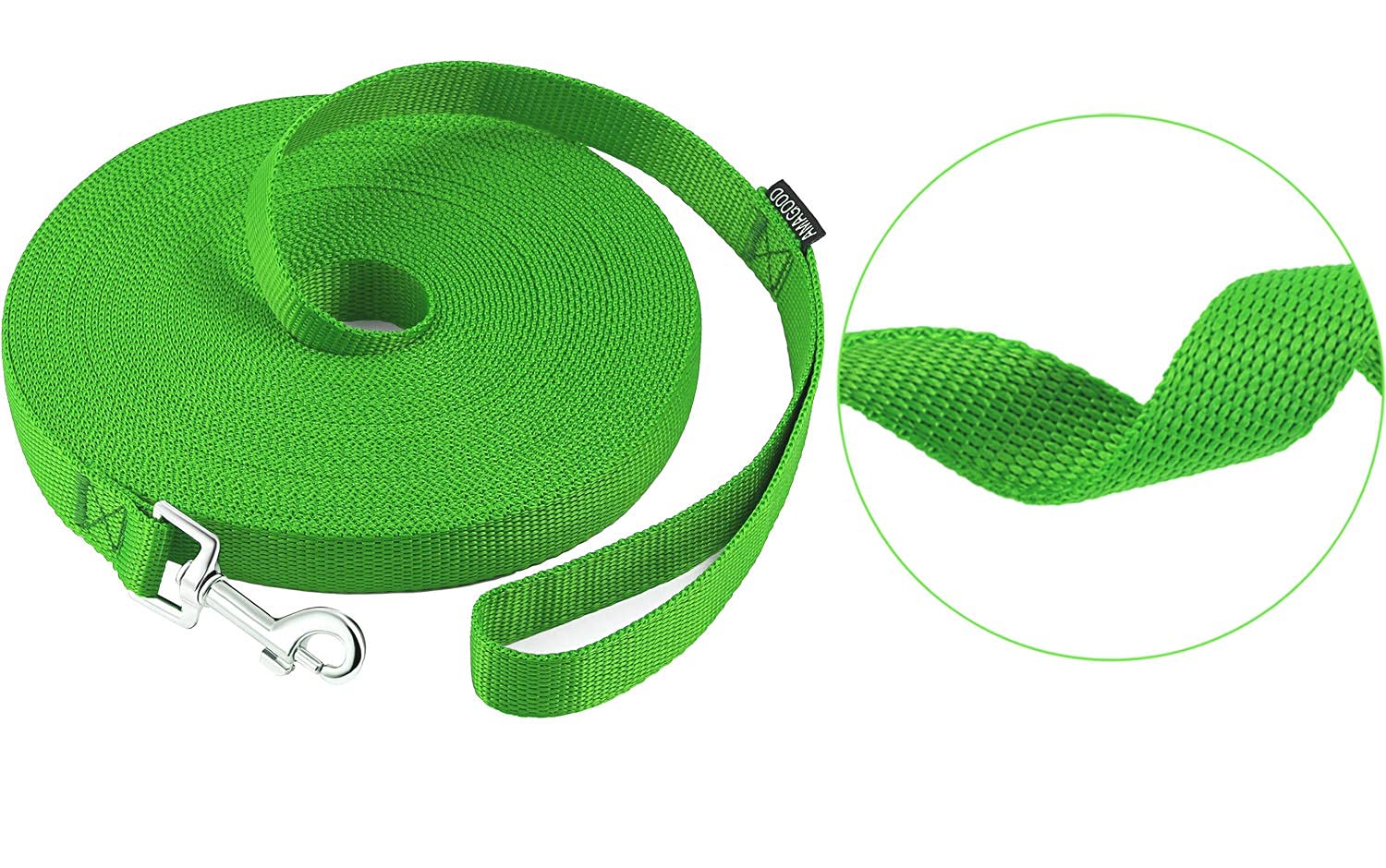 Amagood Dog/Puppy Obedience Recall Training Agility Lead-15 Ft 20 Ft 30 Ft 50 Ft Long Leash-For Dog Training,Recall,Play,Safety,Camping (50Feet, Green)