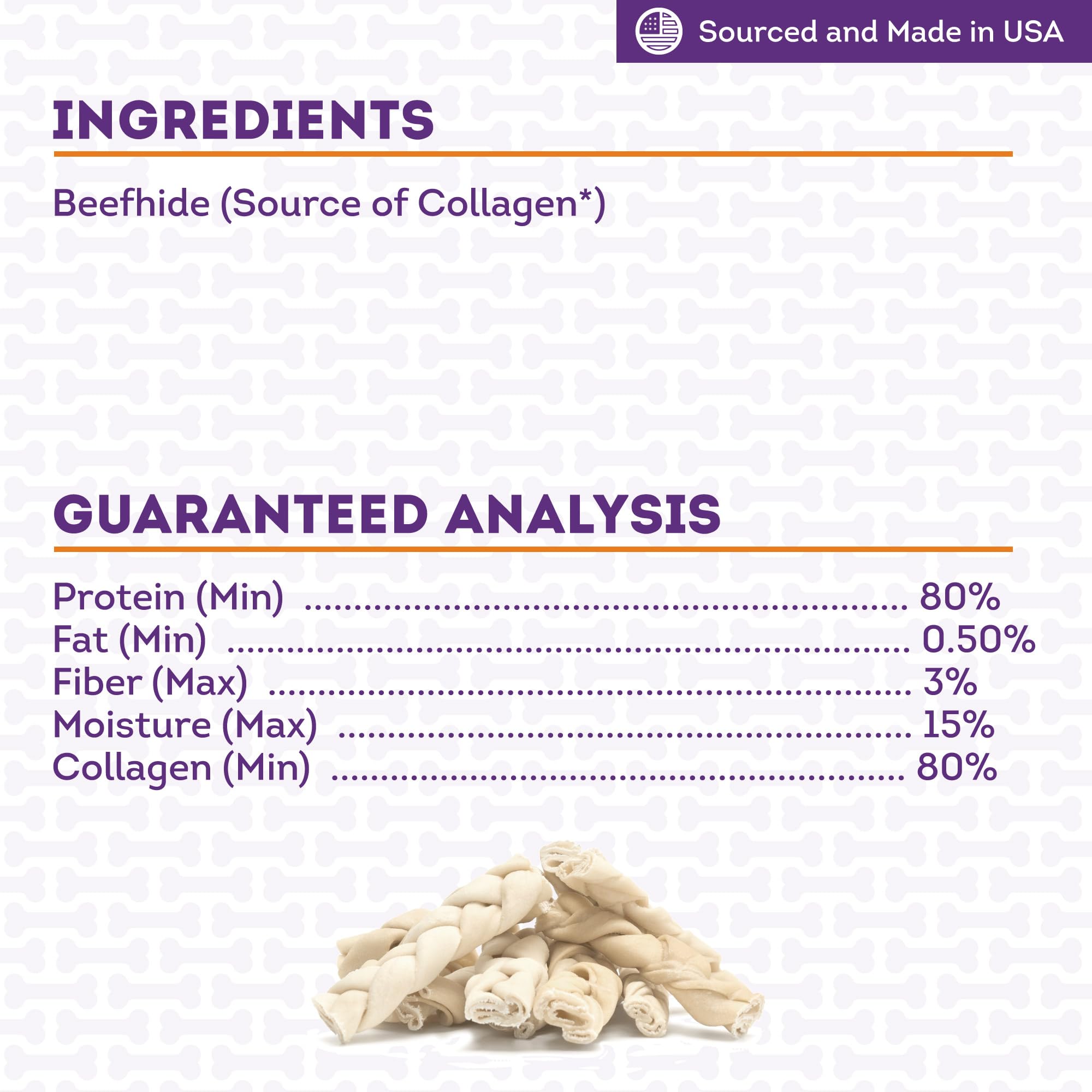 Treatly Collagen Braids Dog Chew Treats - Natural Flavor, 10oz Pack