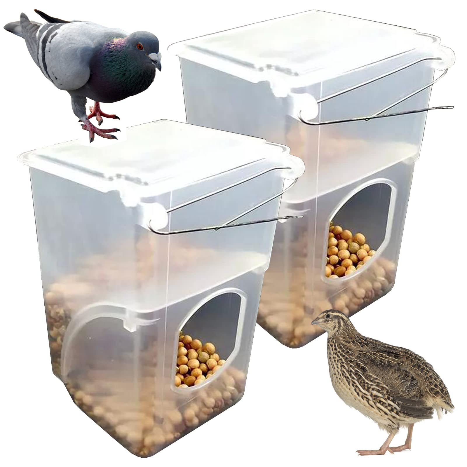 Automatic Pigeon Bird Feeder -Parrot Feeder Cage Accessories Supplies for Parakeet Canary Cockatiel Finch
