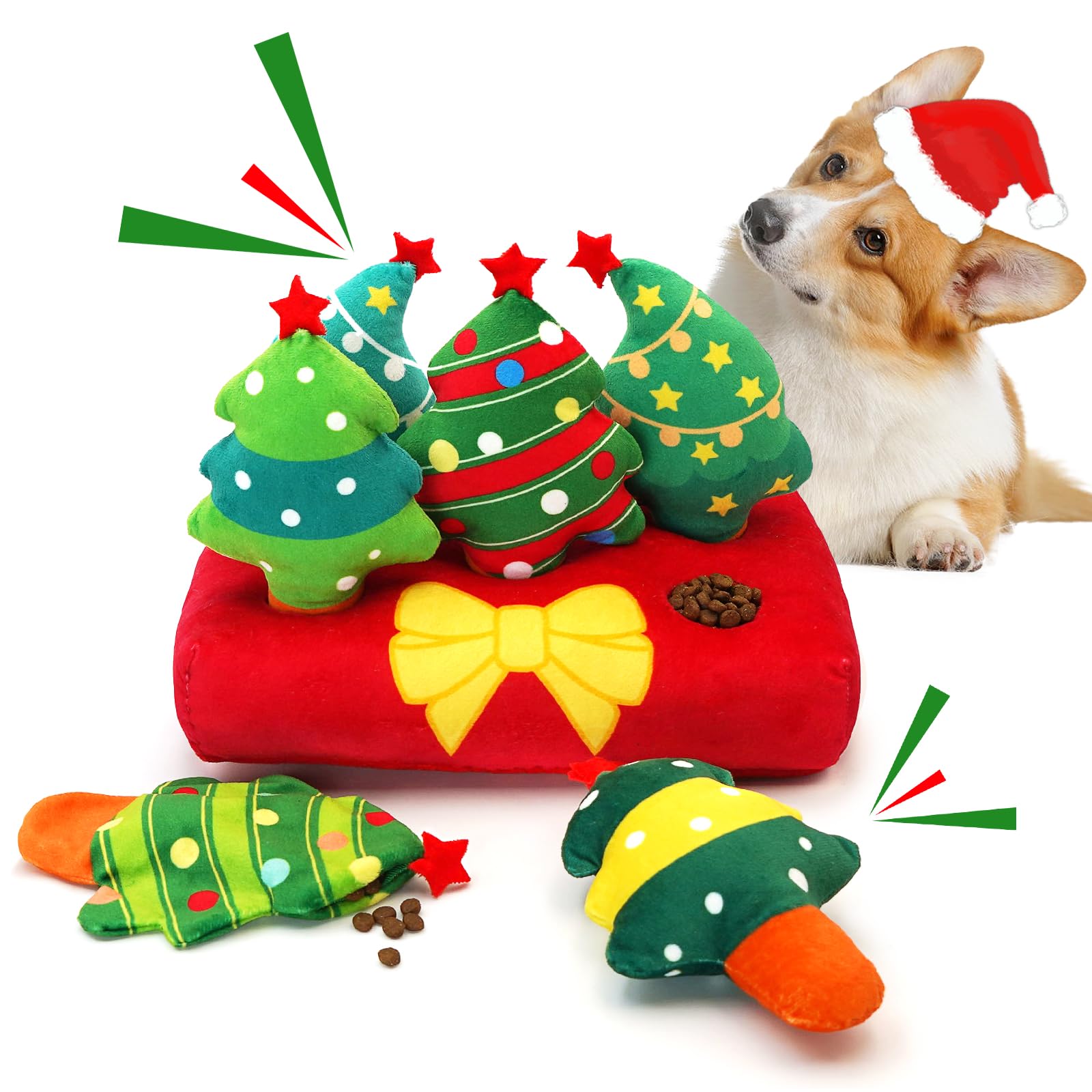 Lepawit Christmas Hide and Seek Dog Toys, Squeaky Interactive Puzzle Dog Toys for Boredom and Stimulation, Dog Enrichment Toys f