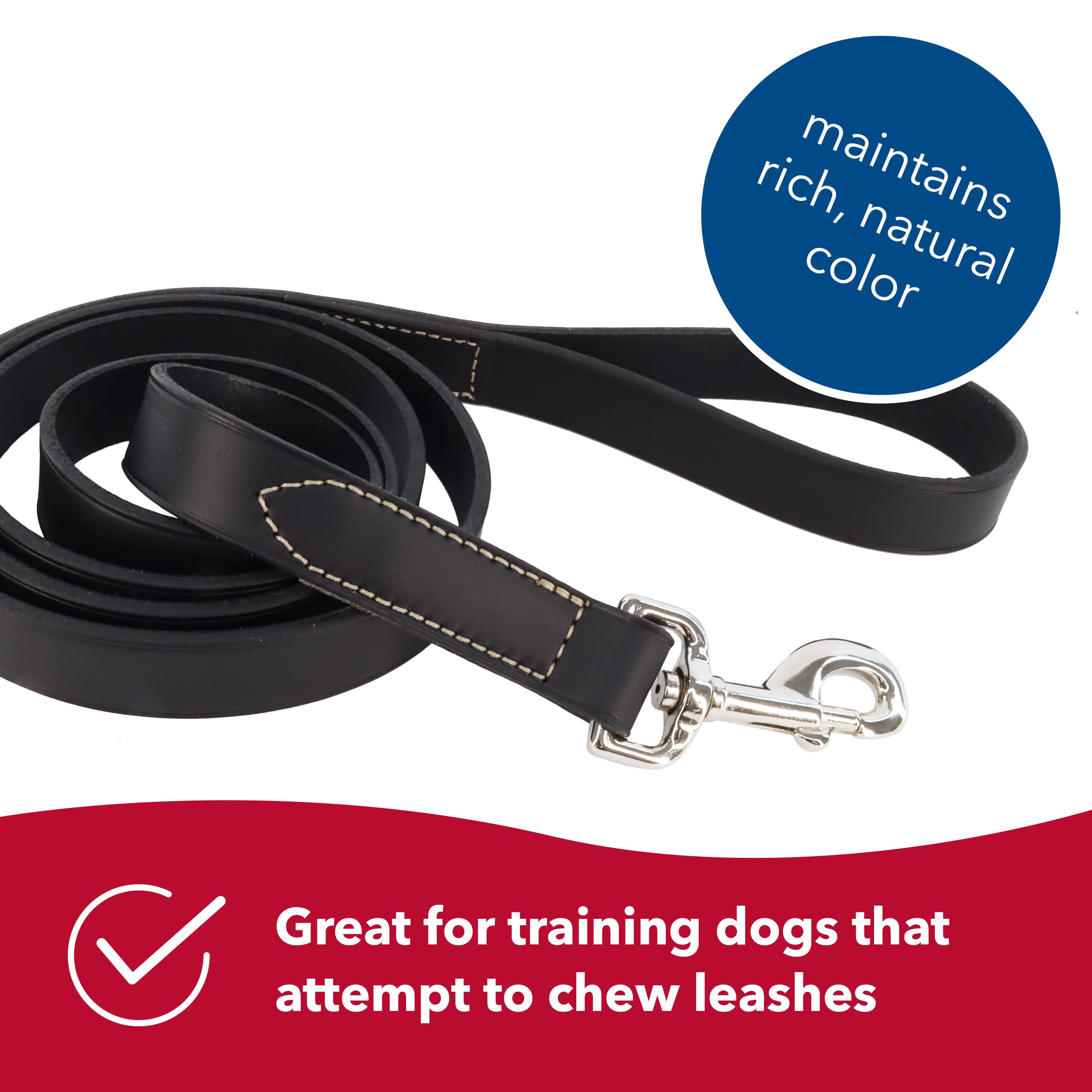 Coastal Pet Circle T Oak Tanned Leather Dog Leash - Durable Dog Leash Perfect For Leash Training - Comfortable Leash For Puppies & Dogs Made From Full-Grain Leather - Black, 3/8' X 6'