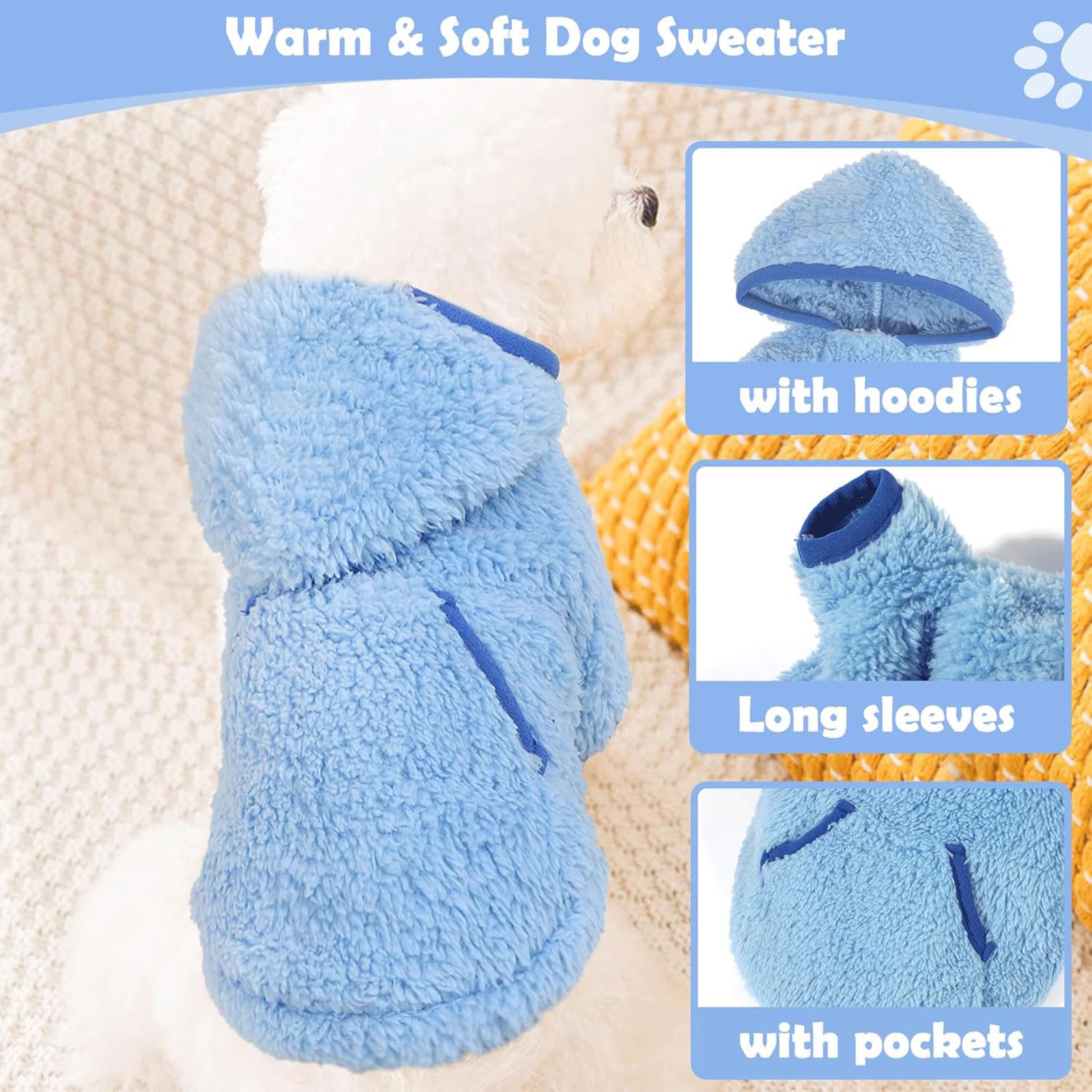 Plaid Dog Hoodie Fleece Sweater For Small Dogs Girl Boy Winter Warm Puppy Clothes For Chihuahua Teacup Yorkie Soft Stretchy Tiny