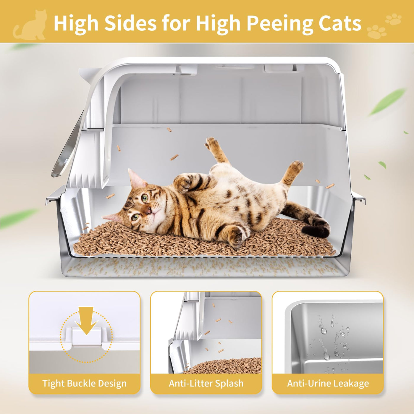 Stainless Steel Sifting Cat Litter Box With Lid, Xl Fully Enclosed Mul – Petocart