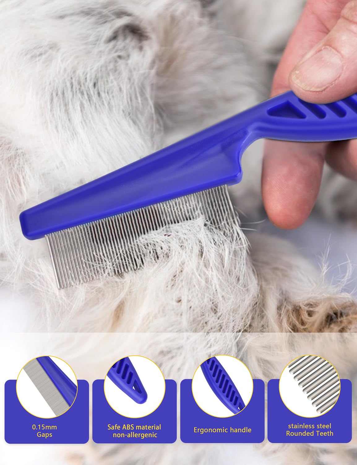 Flea Comb For Cats Dogs, 6 Pack Flea And Lice Grooming Comb Set For Cats, Pet Grooming Tools For Small, Medium & Large Pets (Pin