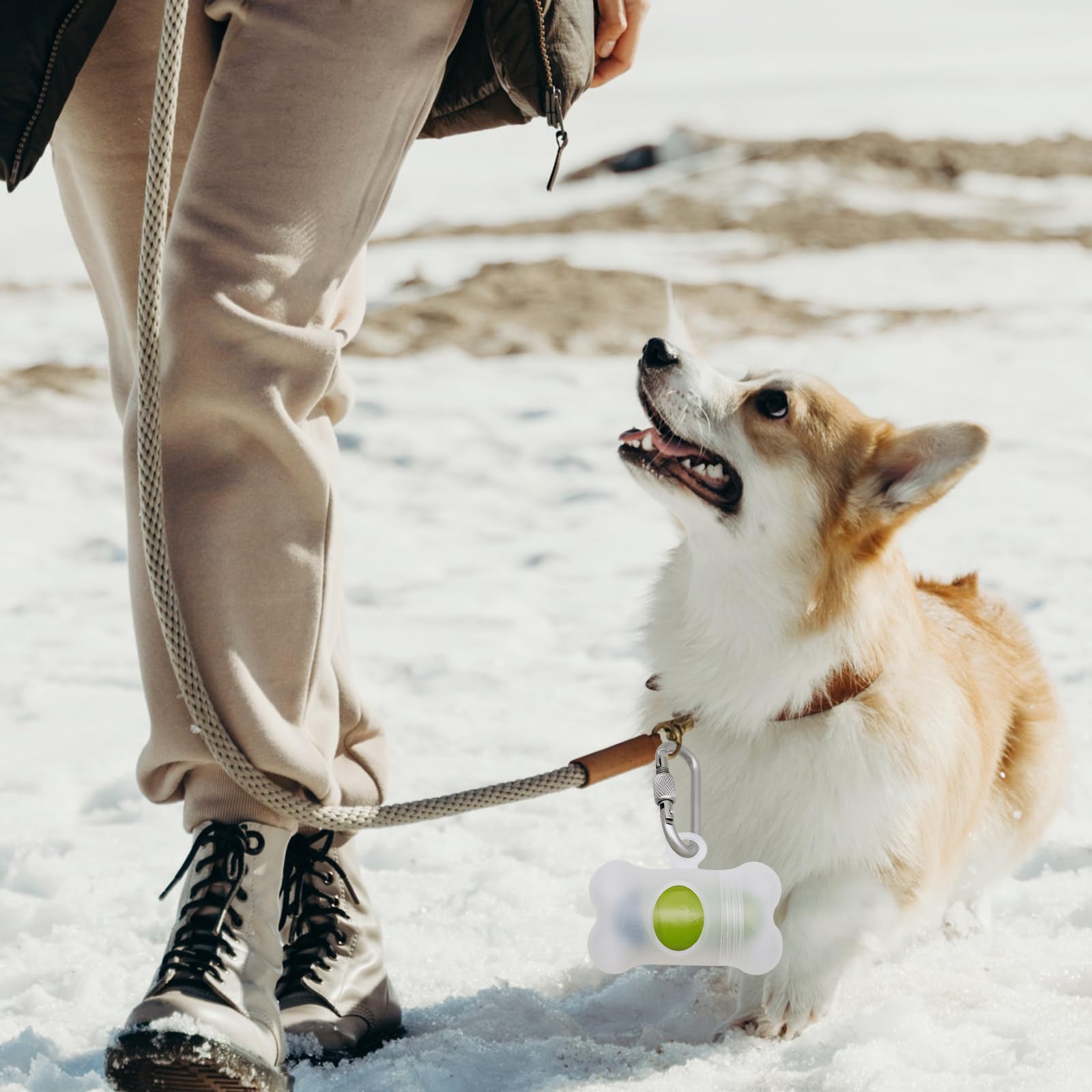 Dog Poop Bags Holder For Leash|Dog Baggie Dispenser With Leak-Proof 30 Poo Bags For Leash On The Go For Walking Doggie Outdoor
