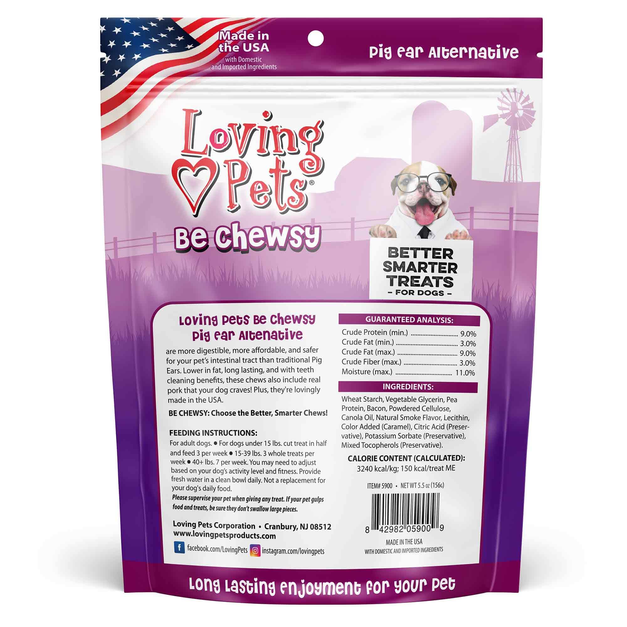 Loving Pets - Be Chewsy Pig Ear Alternative for Dogs Pig Ear Dog Treats for Small, Medium & Large Dogs (4 Pack)