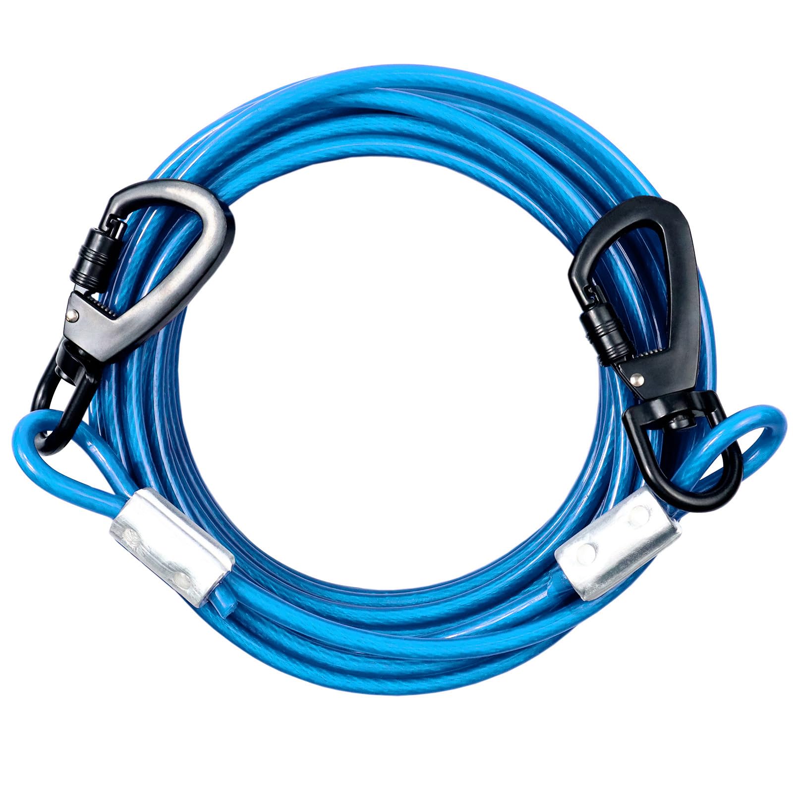 Tie Out Cable For Dogs, 10Ft Dog Leads For Yard Chew Proof, Heavy Duty Dog Tie Out Cable For Large Dogs Up To 125Lbs, Durable Dog Runner For Yard Or Camping
