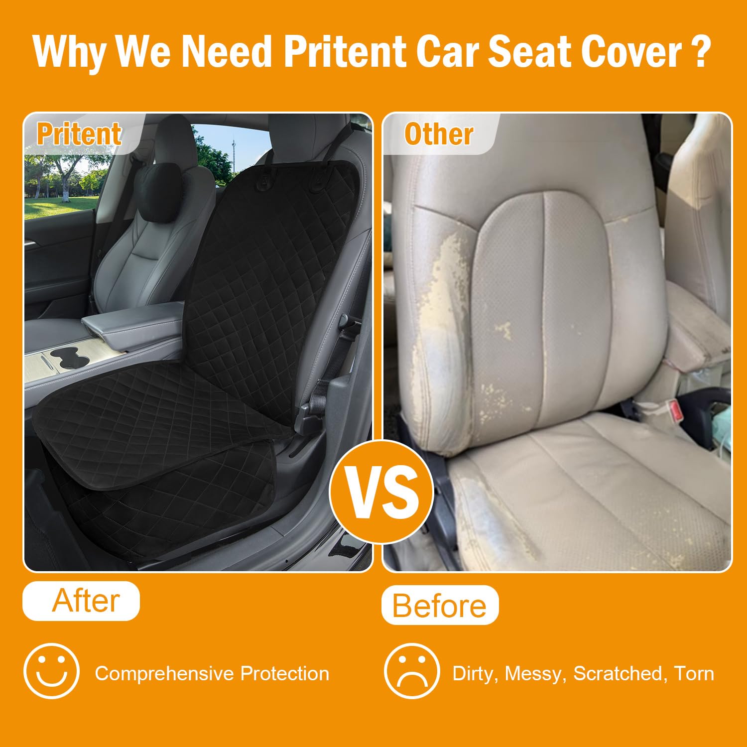 Dog Car Seat Cover, Pets Front Dog Car Seat Cover For Suv, Trucks. Waterproof Nonslip Car Seat Covers For Dogs Front Seats, Larg