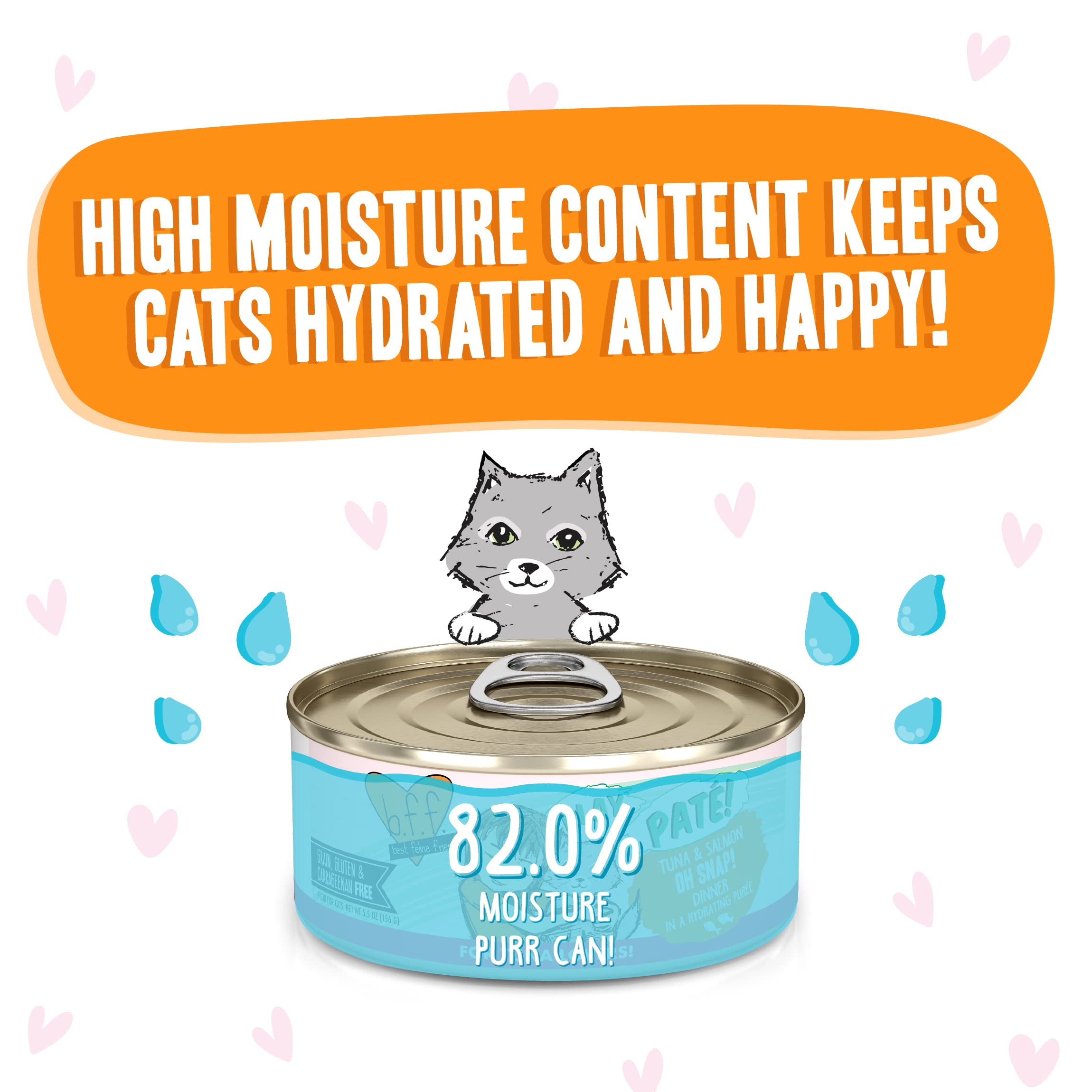 Weruva B.F.F. PLAY - Best Feline Friend Pat   Lovers, Aw Yeah!, Tuna & Salmon Oh Snap! with Tuna & Salmon, 5.5oz Can (Pack of 8)
