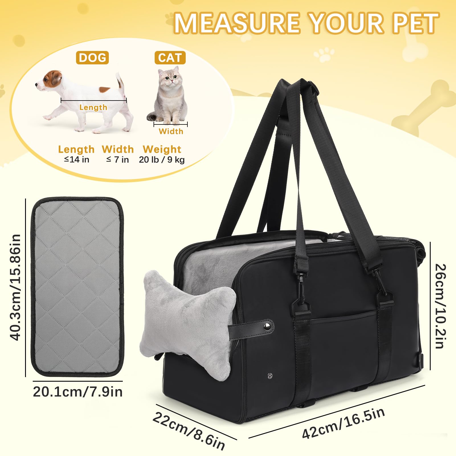 PetsHome Console Dog Car Seat for Small Dogs, Premium PU Leather Dog Booster Seat Portable Pet Car Seat with Double Fixation Sea