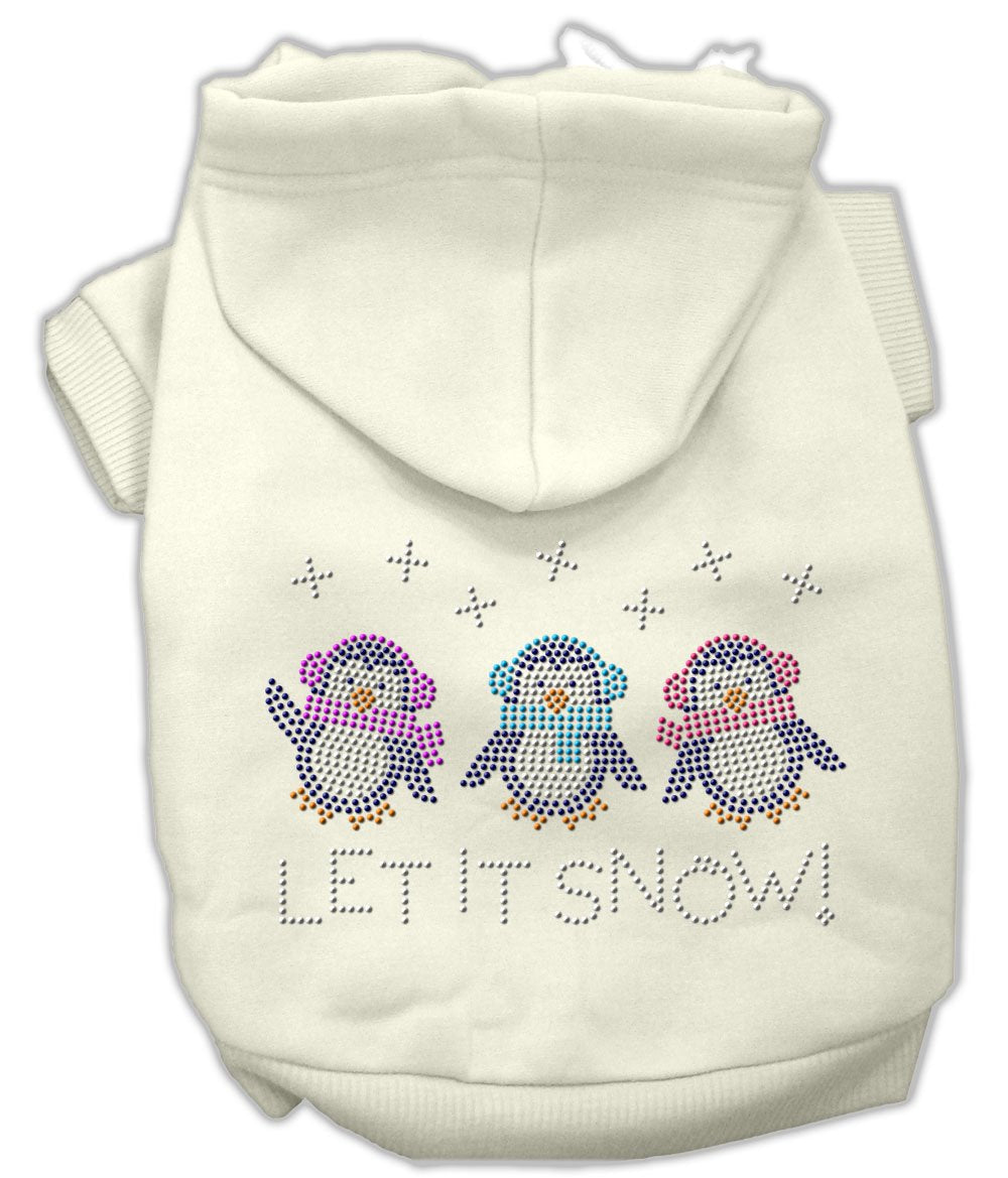 Mirage Pet Products 10-Inch Let it Snow Penguins Rhinestone Hoodie, Small, Cream