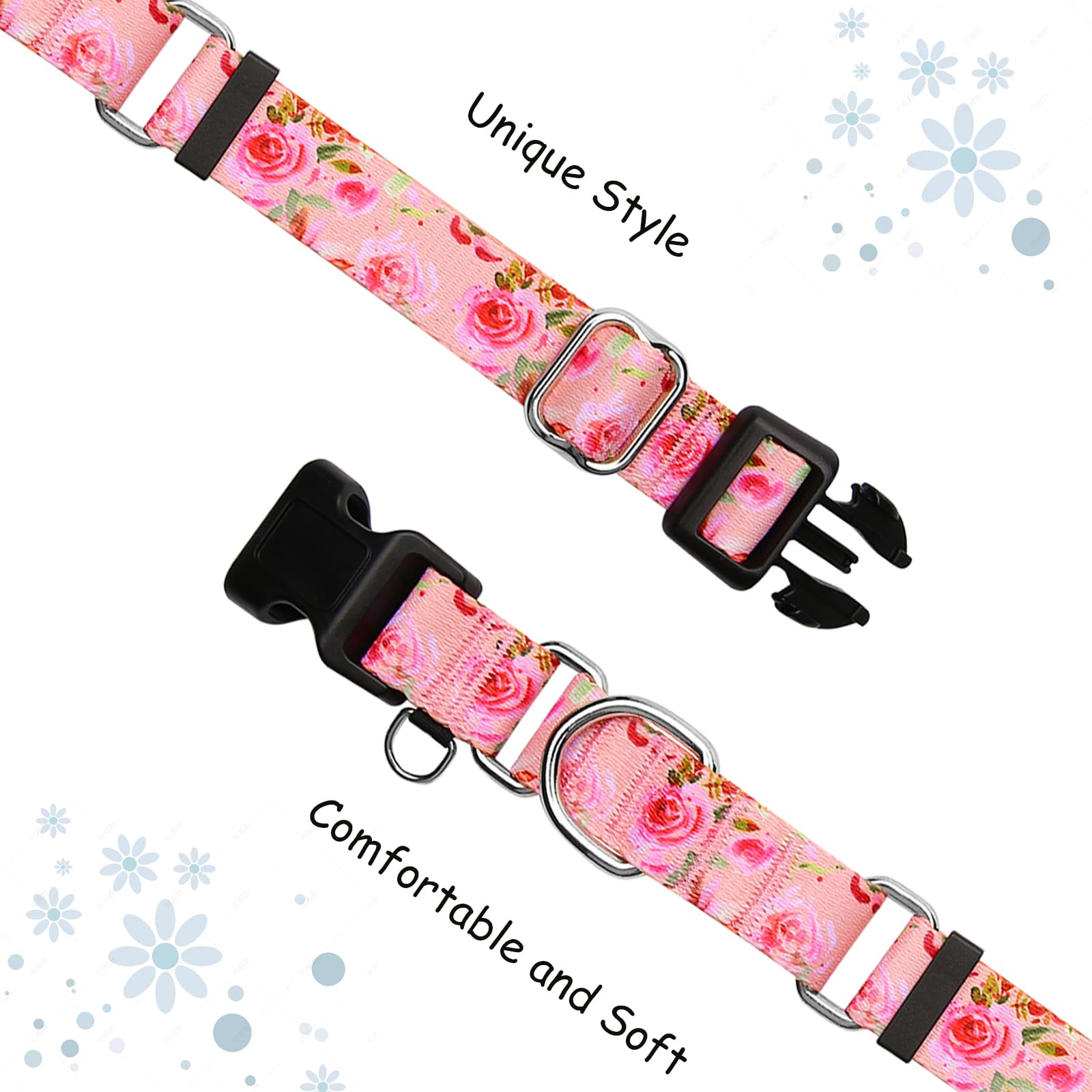 Fidohug Martingale Collar For Dogs With Buckle Pink Floral Dog Collars No Pull Cute Girl Female Dog Collar For Large Dogs, Water
