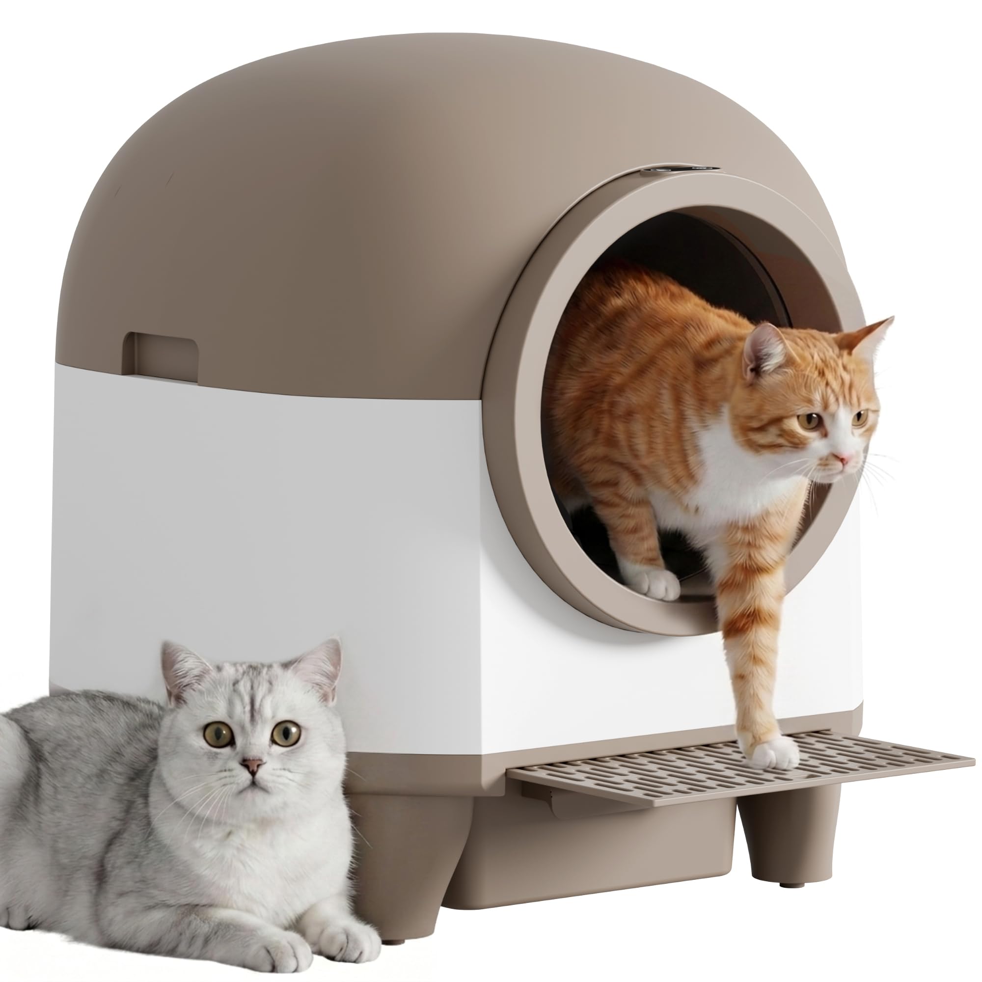 Greesum UltraSmart AutoClean Litter Box - 90L Large Capacity for Multi-Cat Households with Safeguard Tech, APP Control, Odor-Fre