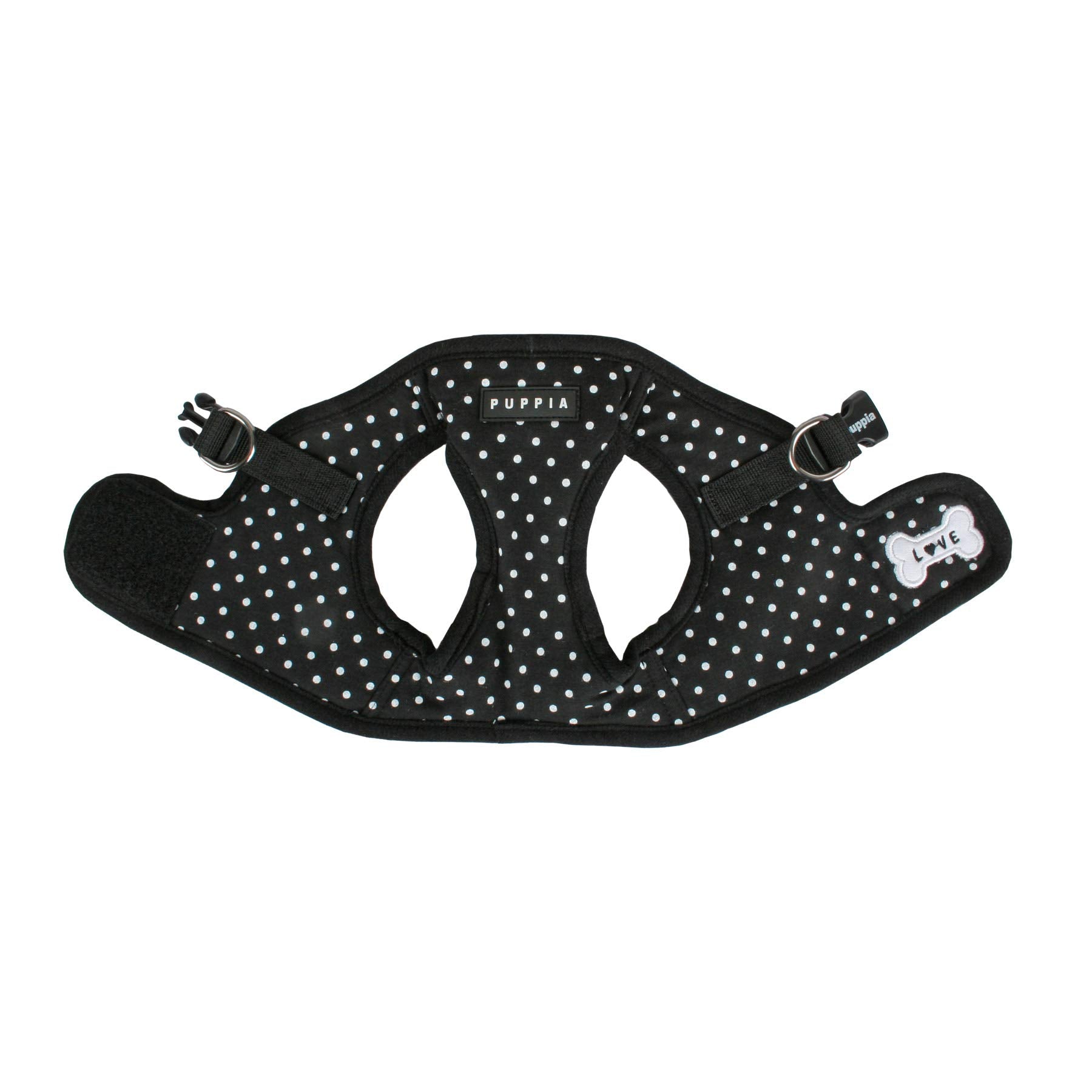 Puppia Dotty Step-In Vest Dog Harness No Pull No Choke Easy Wear Training Walking For Small Dog, Large, Black