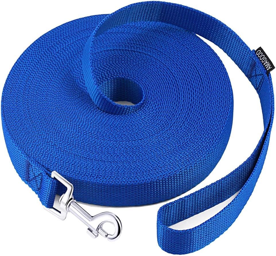 Amagood Dog Leashes Heavy Duty 15Ft 20Ft 30Ft 50Ft 100Ft Long Leashes-For Training,Tie Out(100Feet X 3/4Inch,Blue)