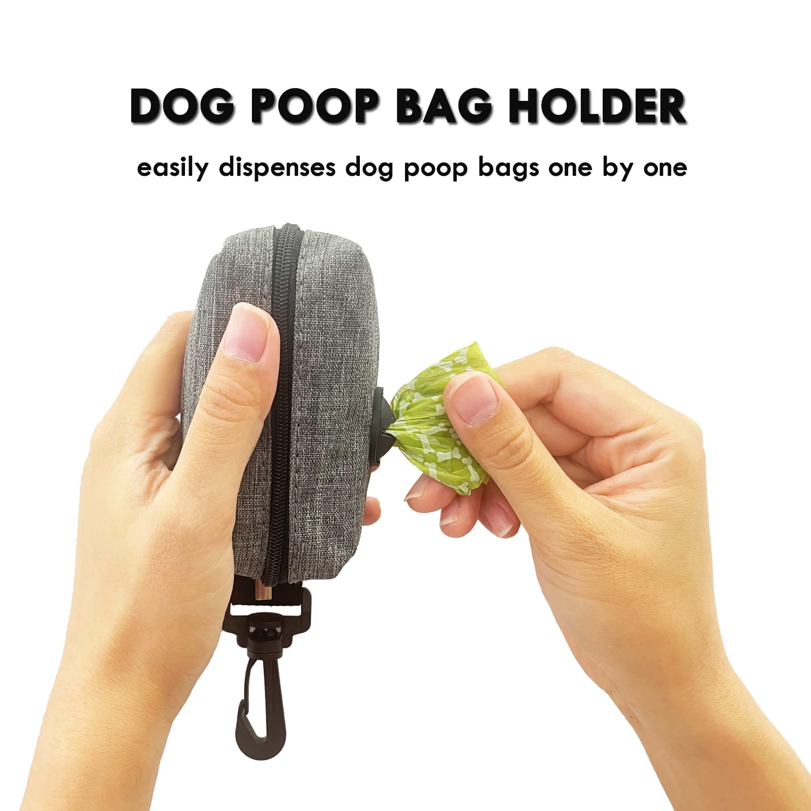 (2 Pack) Dog Poop Bag Holder For Leash,Doggie Waste Bag Dispenser Small Doggy Poop Bag Zipper Pouch With Carabiner Clip, Leash Attachment Holder For Pet Puppy Poop Bags