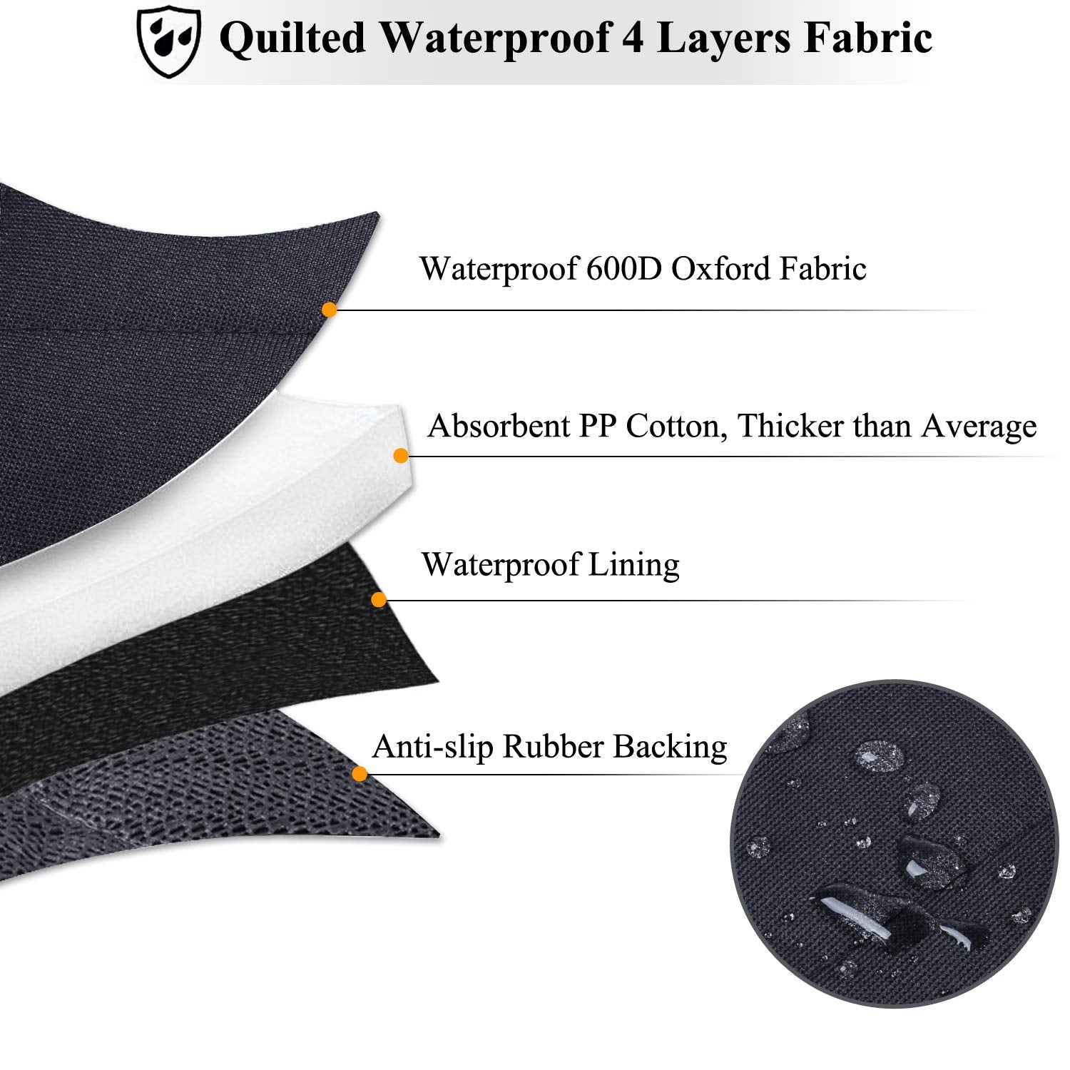 Vivaglory Back Seat Cover For Dogs, No-Skirt Design, Quilted & Durable 600 D Oxford 4 Layers Pet Bench Protectors With Anti-Slip Backing For Most Cars, Suvs & Mpvs, Black, 46' L * 57' W