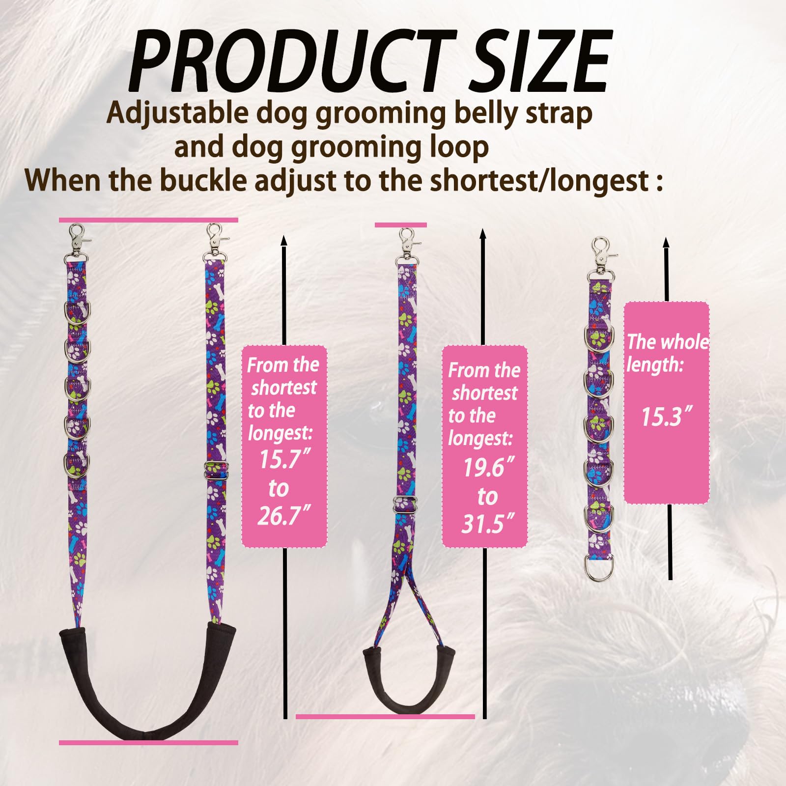 Fursdoly Dog Grooming Belly Straps Pet Dog Grooming Belly Band Pet Dog Grooming Loop Dog Grooming Table Arm Accessories Cute Paw