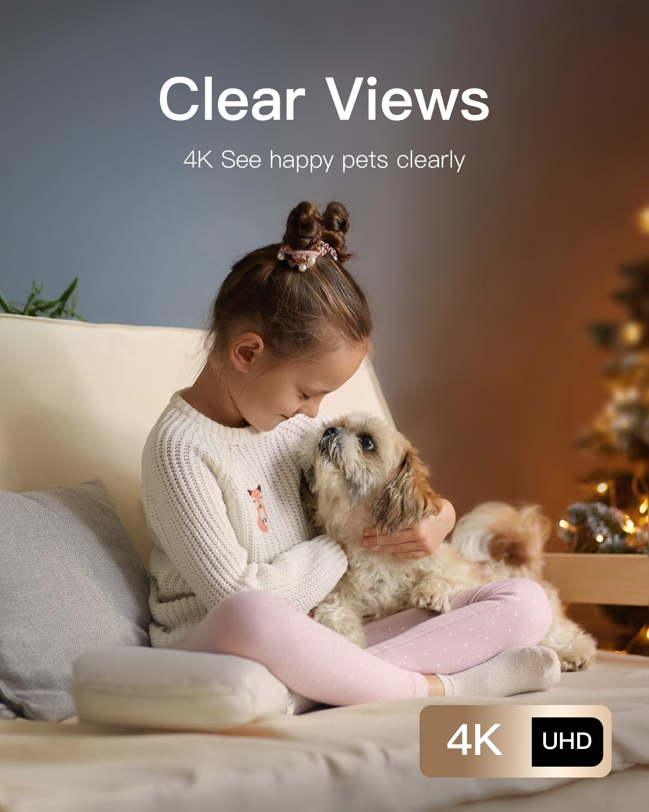 VIMTAG 4K Indoor Security Camera - Ultra HD Pet Camera & Baby Monitor with App, Smart Motion Detection, Night Vision, 360 View,