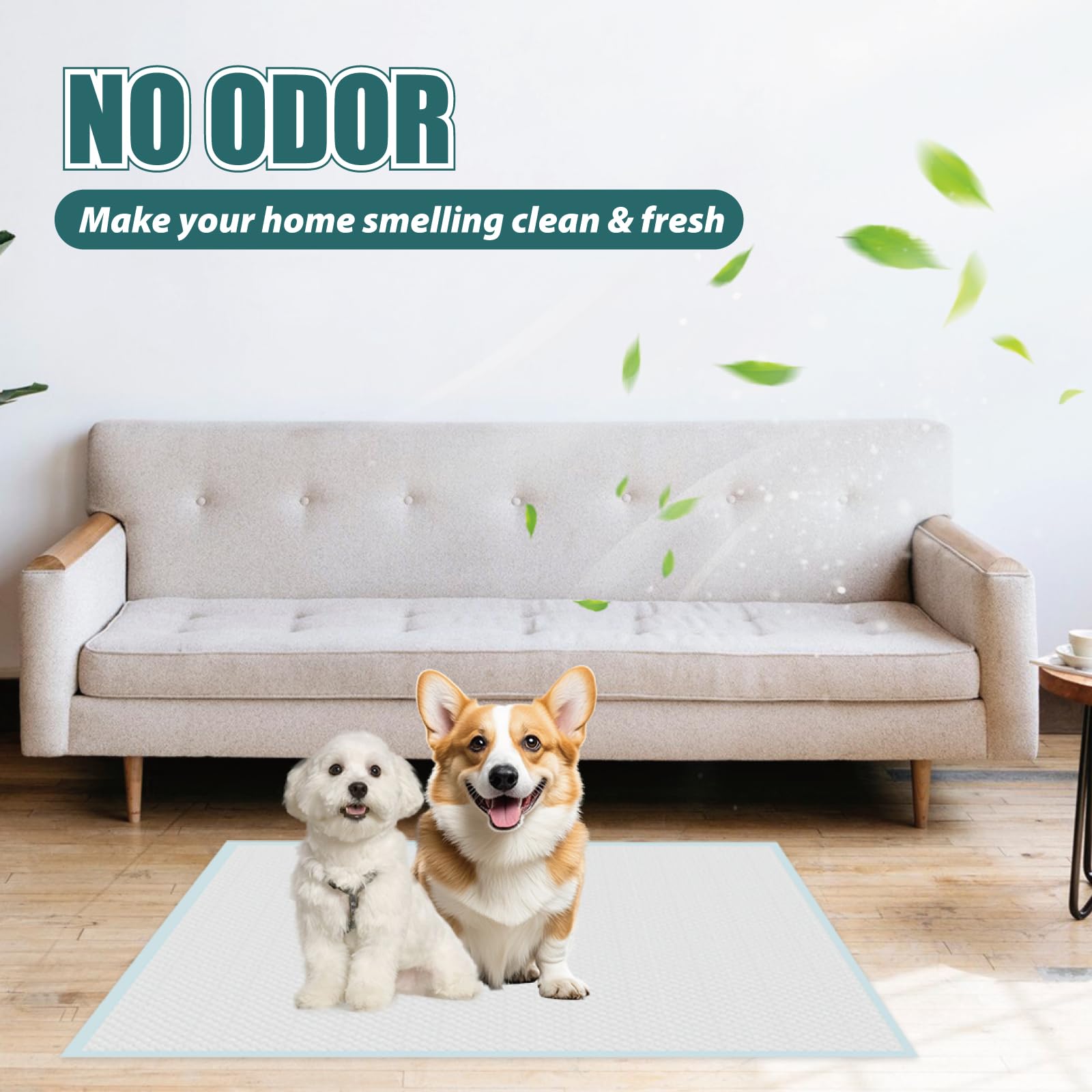 GWT Puppy Pads, Leak-Proof Changing Pad, 28x34 [40 Pads] Pee Pads for Dogs, Ultra Absorbent 5-Layer Dog Pads for Potty Training,