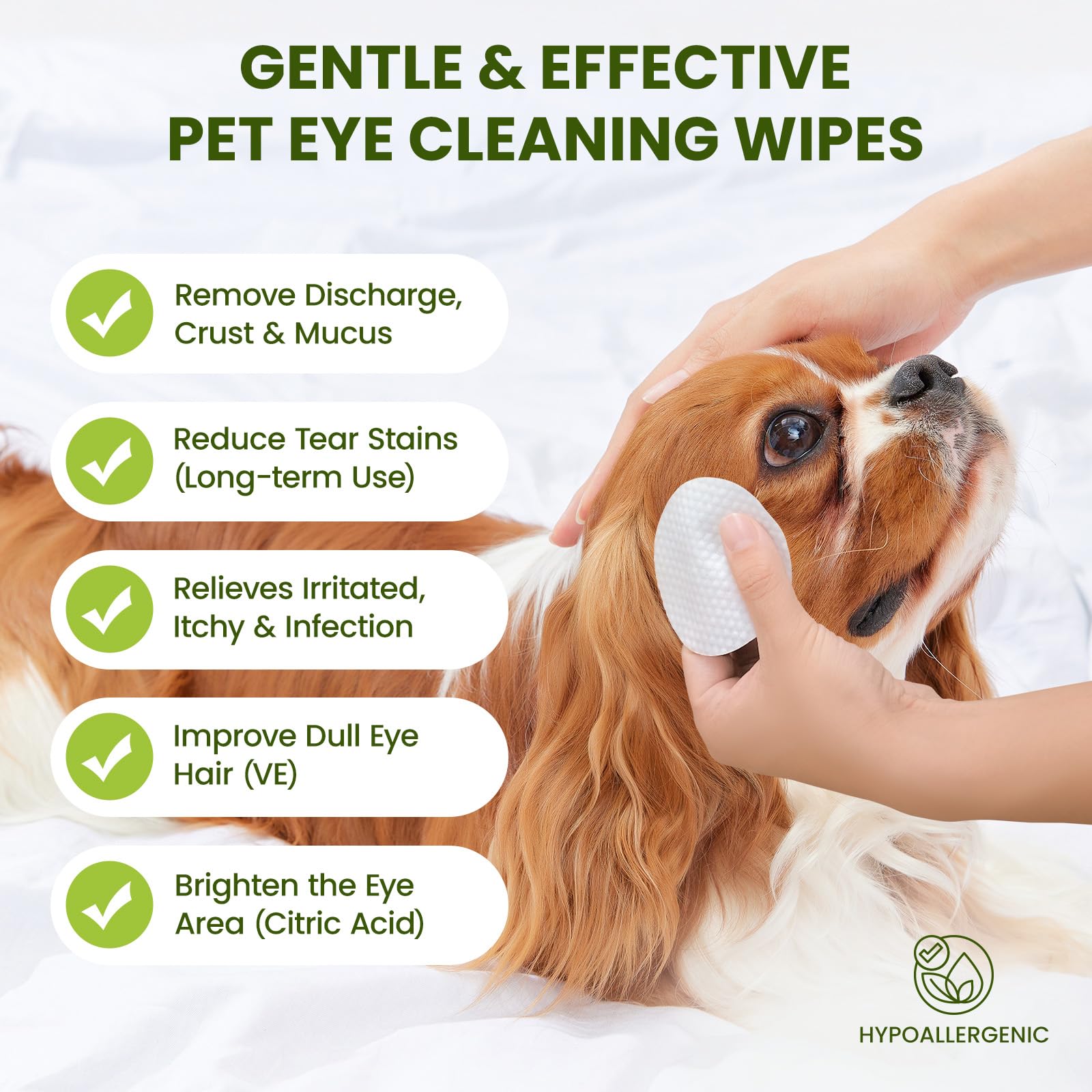 PawSono Eye Wipes for Dogs & Cats, Hypoallergenic Dog Eye Wipes Cleaner, Natural Cleaning Grooming Pet Wipes Gently Remove Tear