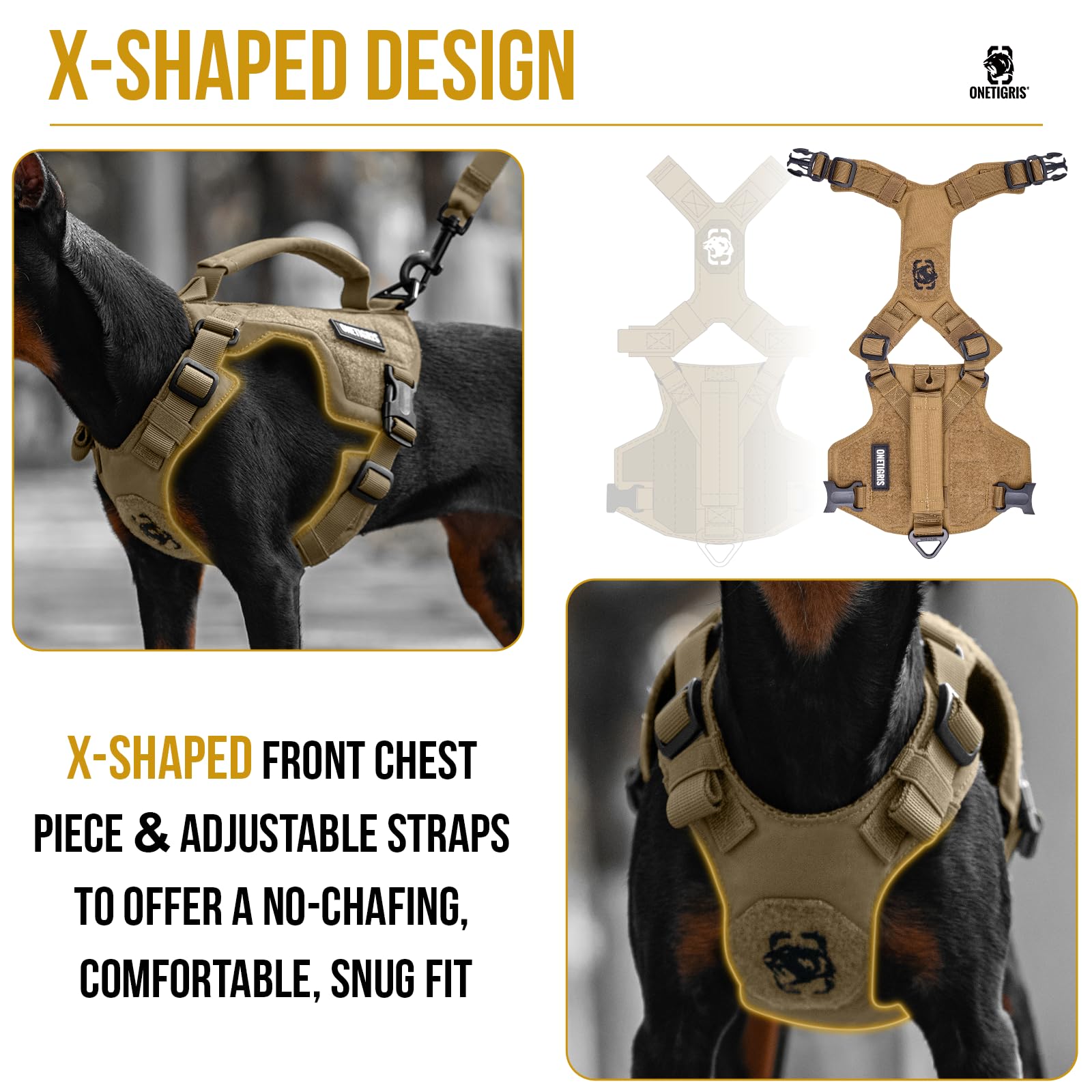 Onetigris Small Dog Harness - No Pull Dog Vest Harness & Leash Set - Classic Brown Xxxs