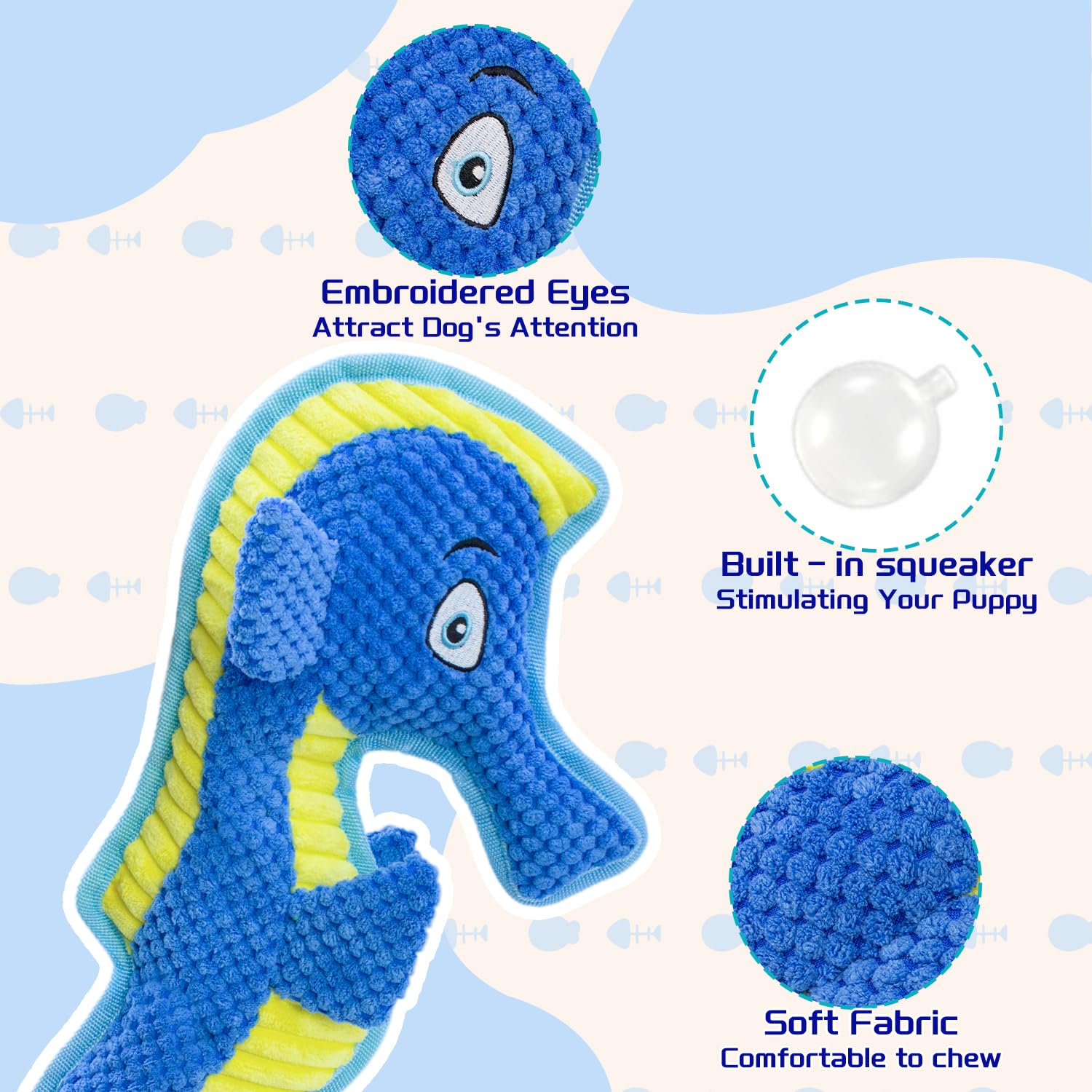 Vwptchi Squeaky Durable Chew Seahorse For Aggressive Dogs No-Stuffed Dog Toy Interactive Hours Of Fun Keep Pups Busy