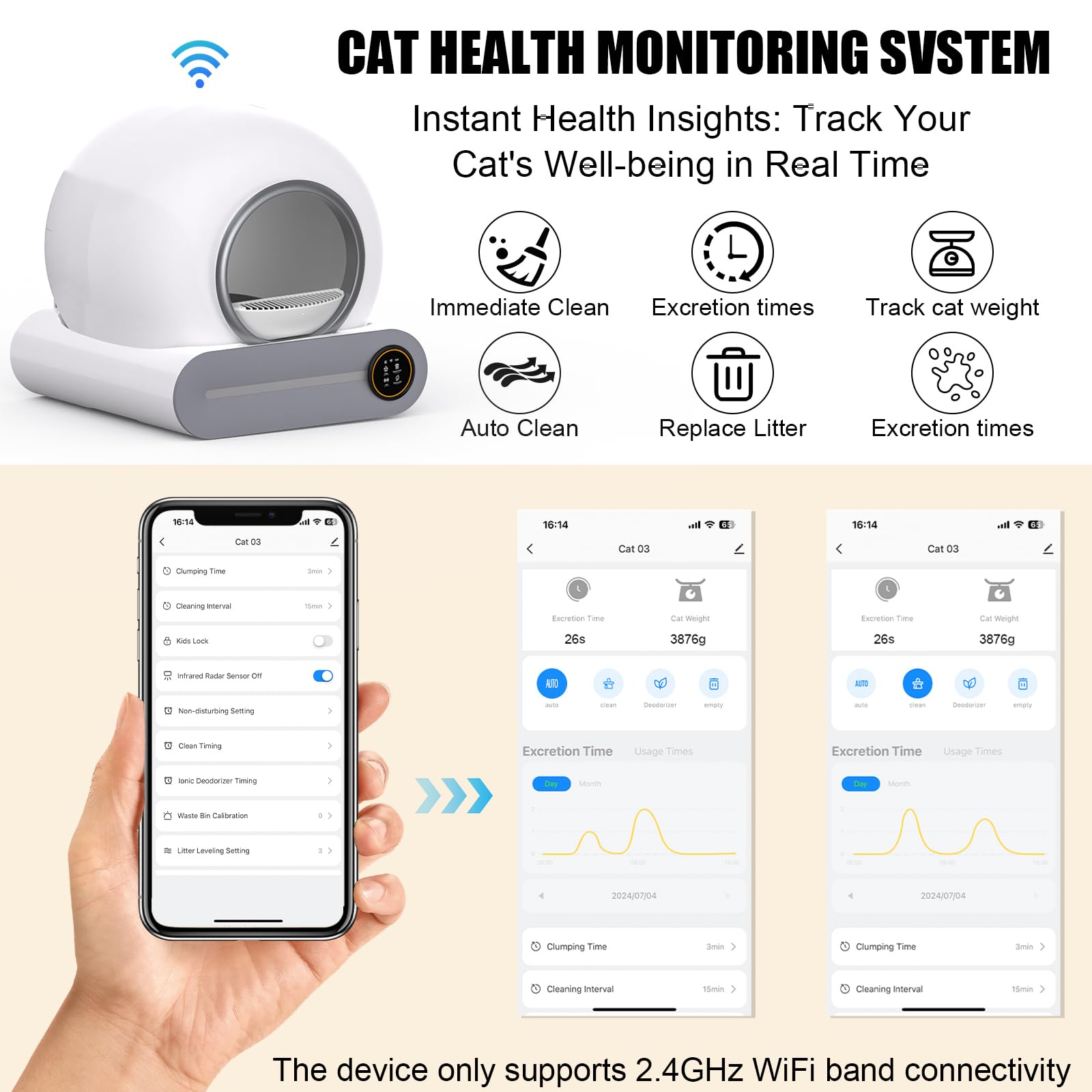 65L/9L Large Capacity Self-Cleaning Cat Litter Box for Multiple Cats, Automatic with App Control, No Scooping Needed, Easy to Cl