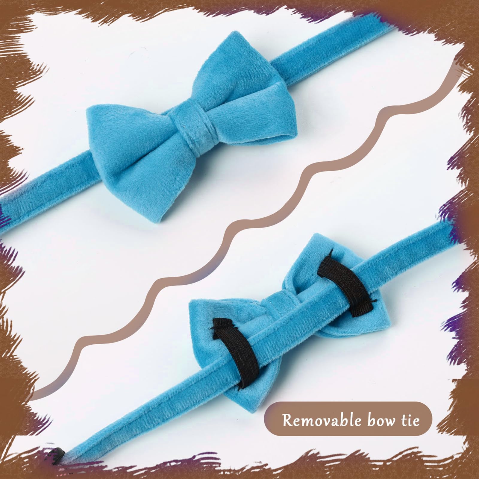 Sliverdew 2 Pcs Adjustable Cat Collar With Bell Kitten Bow Tie Collar Velvet Puppy Collar Breakaway Cat Collars Cute Costume Acc