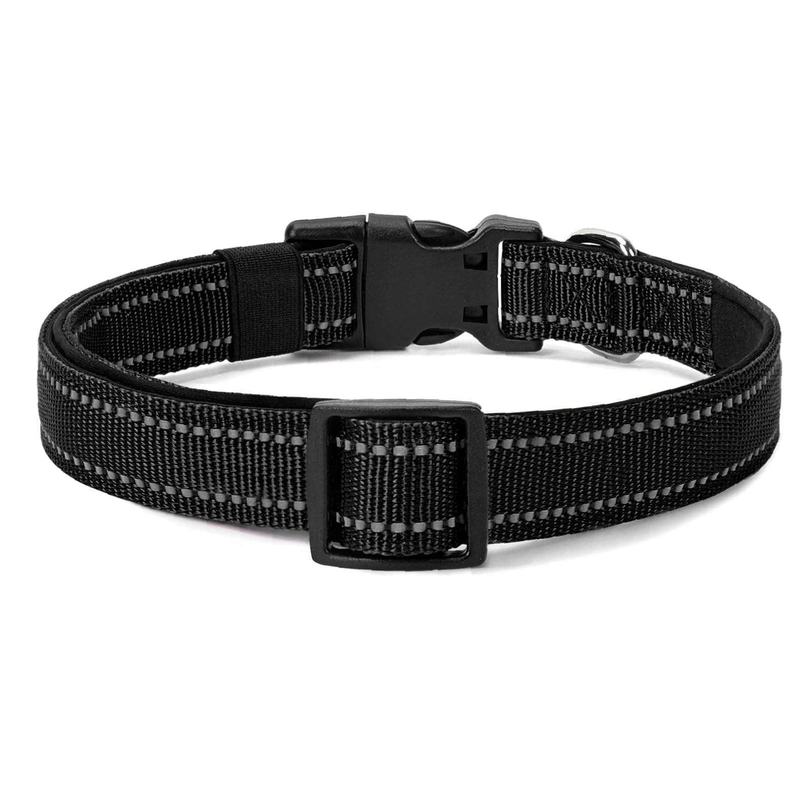 Penseepet Reflective Dog Collar Padded With Soft Neoprene Breathable Quick Release Basic Dog Collars For Large Dogs Black Boy Girl