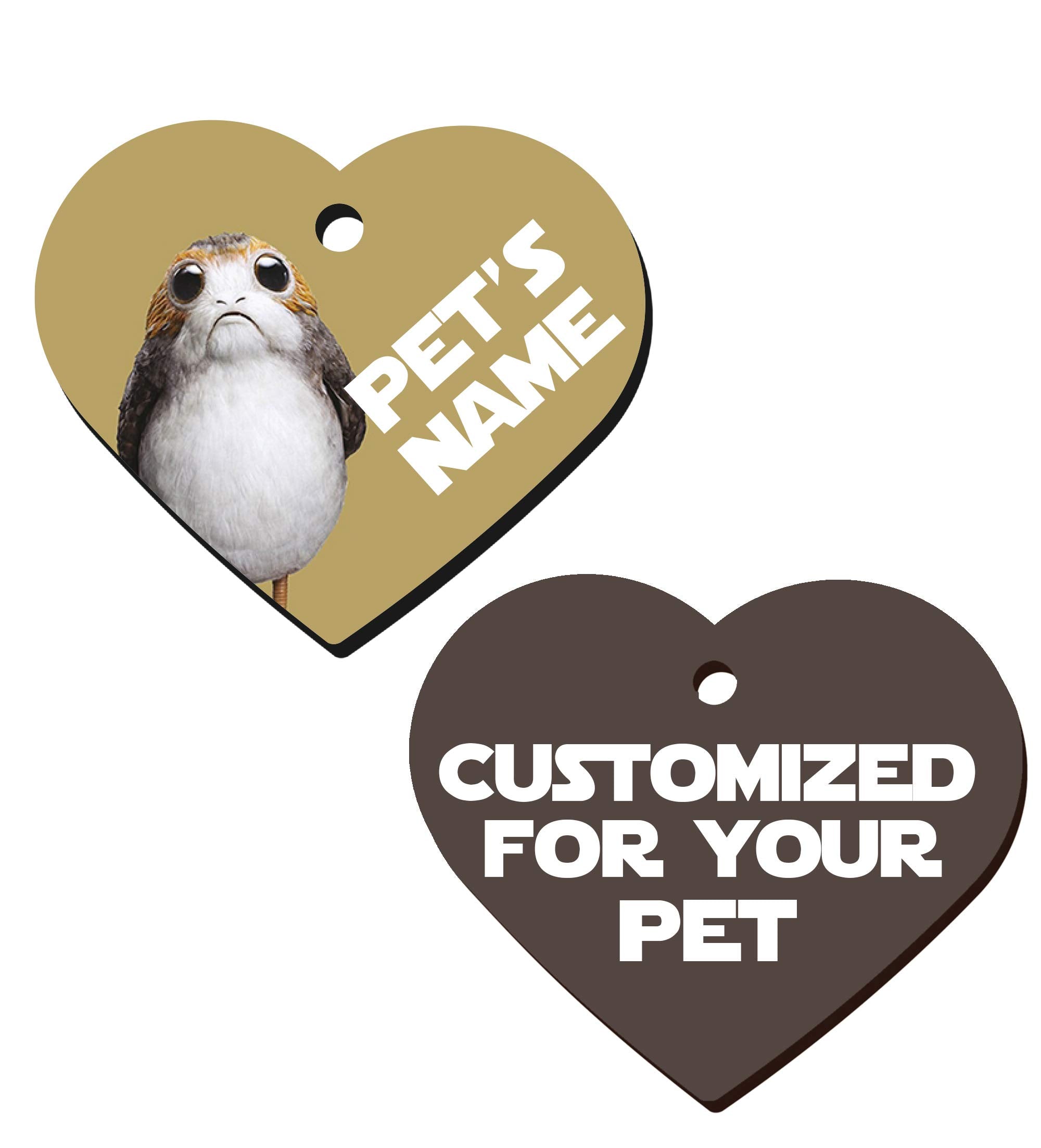 Double Sided Pet Id Tags For Dogs & Cats Personalized For Your Pet (Porg, Heart Shaped)