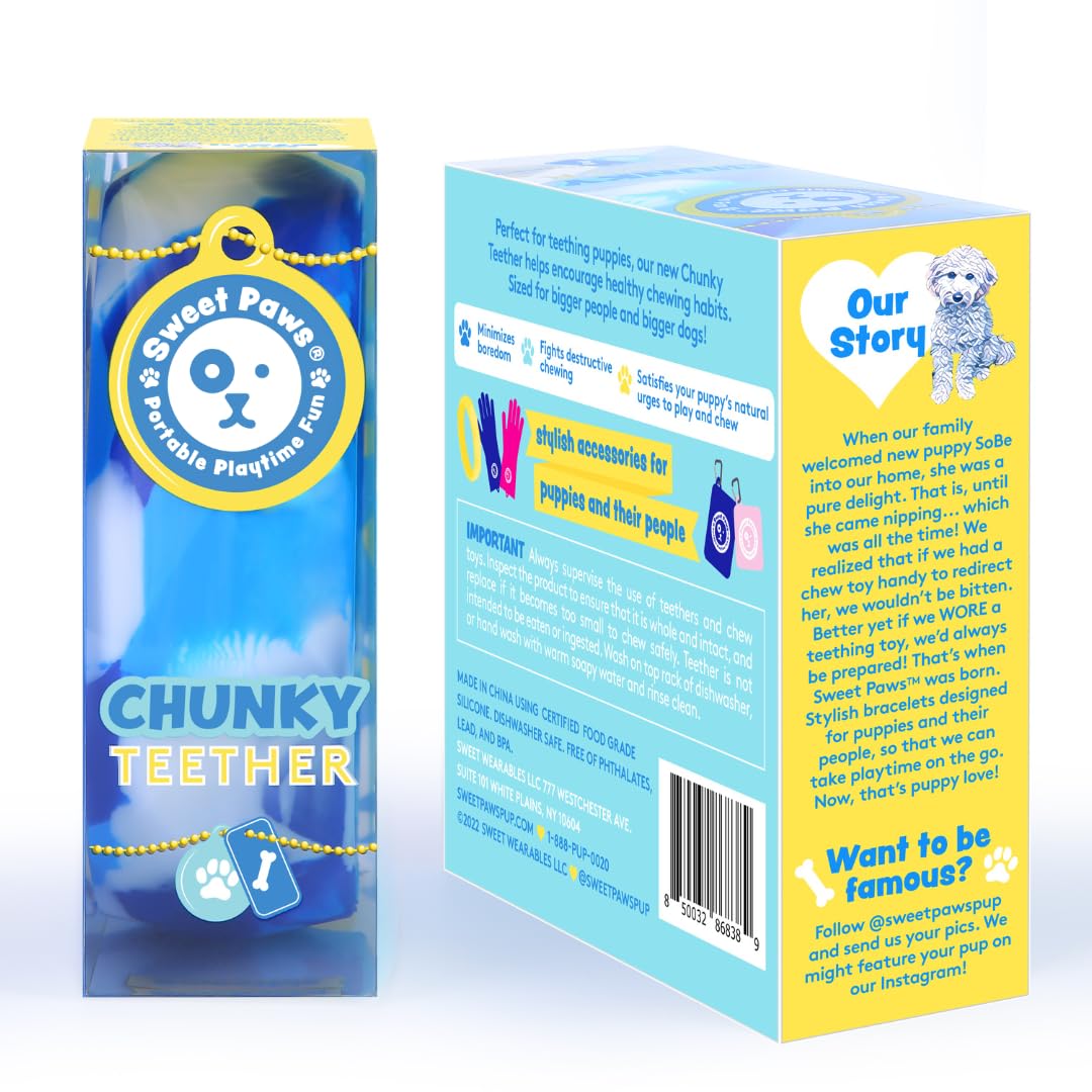 Sweet Paws Chunky Teething Rings for Dogs, Bracelet Food Grade Silicone Puppy Chew Toys for Large Puppies, Durable Dog Ring Toy