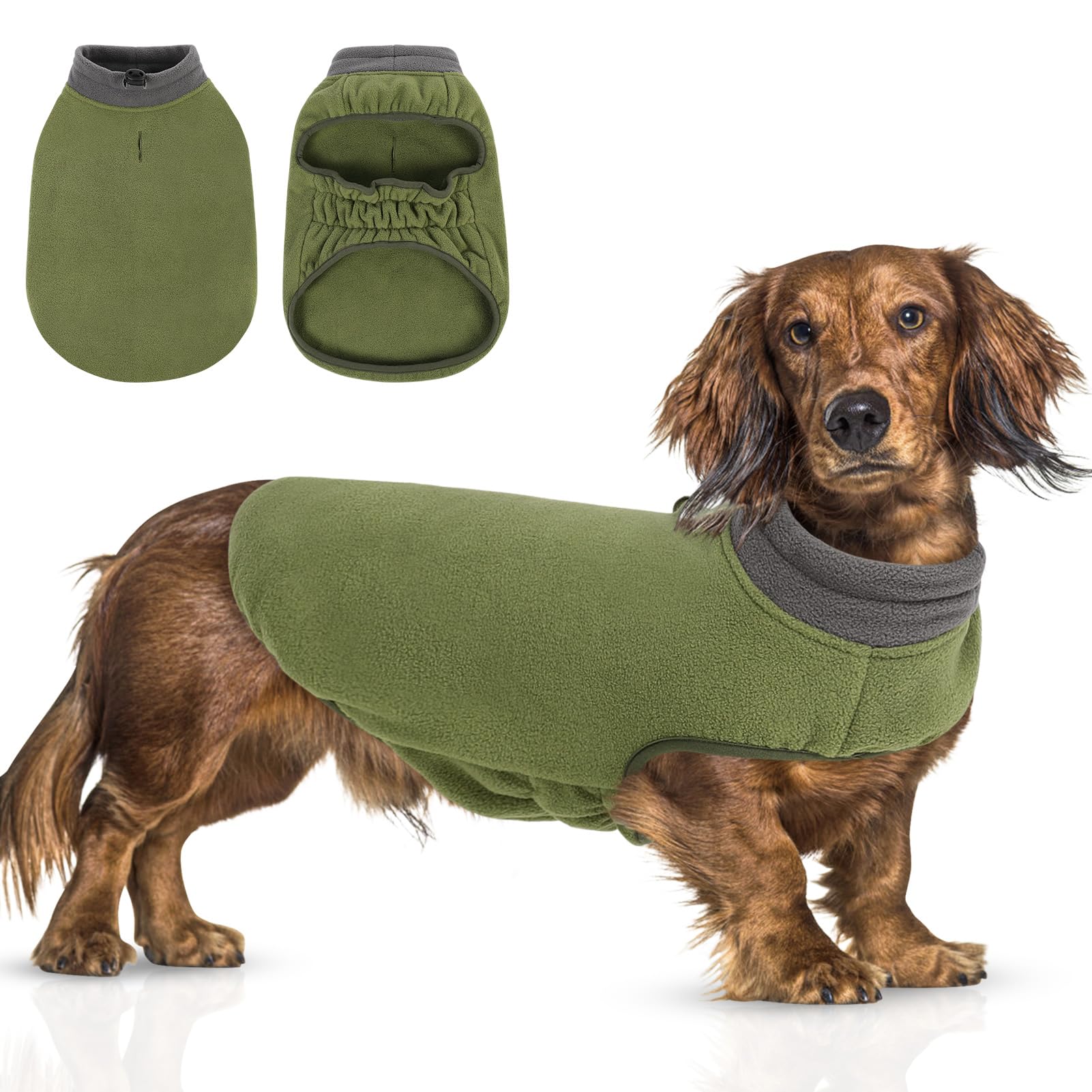 Queenmore Dog Sweater, Soft Fleece Vest Pullover Dog Jacket With Elastic Stretchable, Warm Winter Dog Coats Cold Weather Doggy D